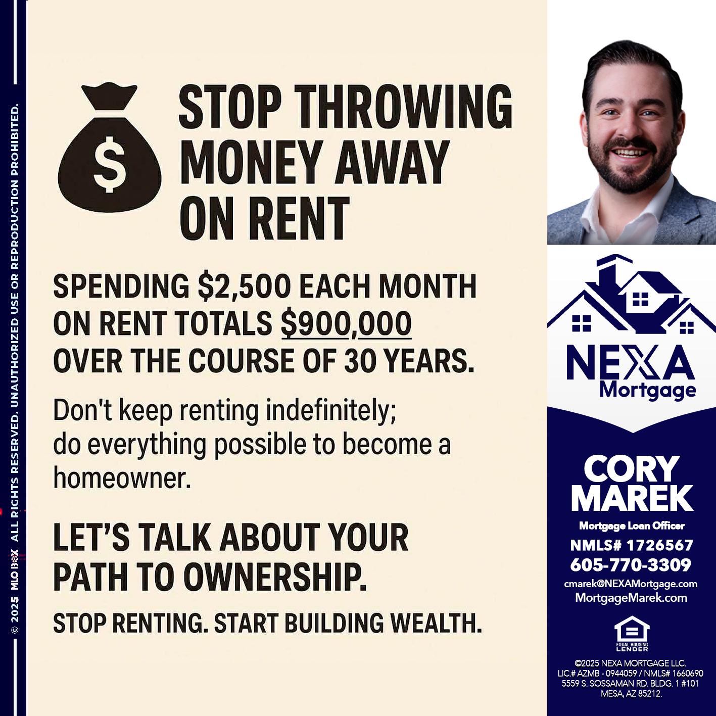 STOP THROWING - Cory Marek -Mortgage Loan Officer