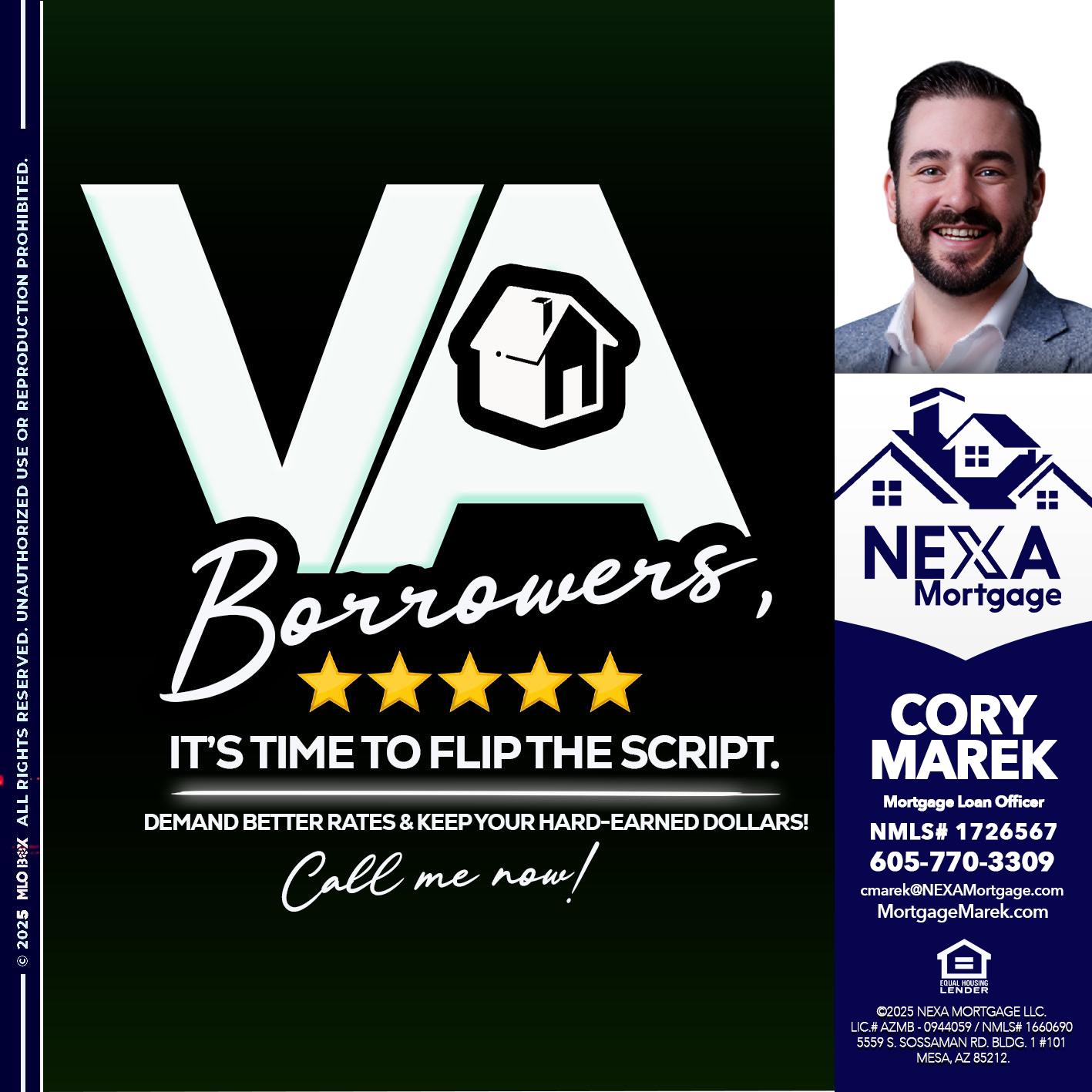 VA BORROWERS - Cory Marek -Mortgage Loan Officer