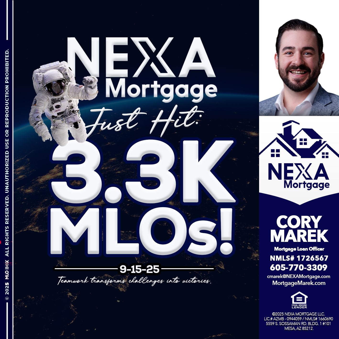 3.3K - Cory Marek -Mortgage Loan Officer