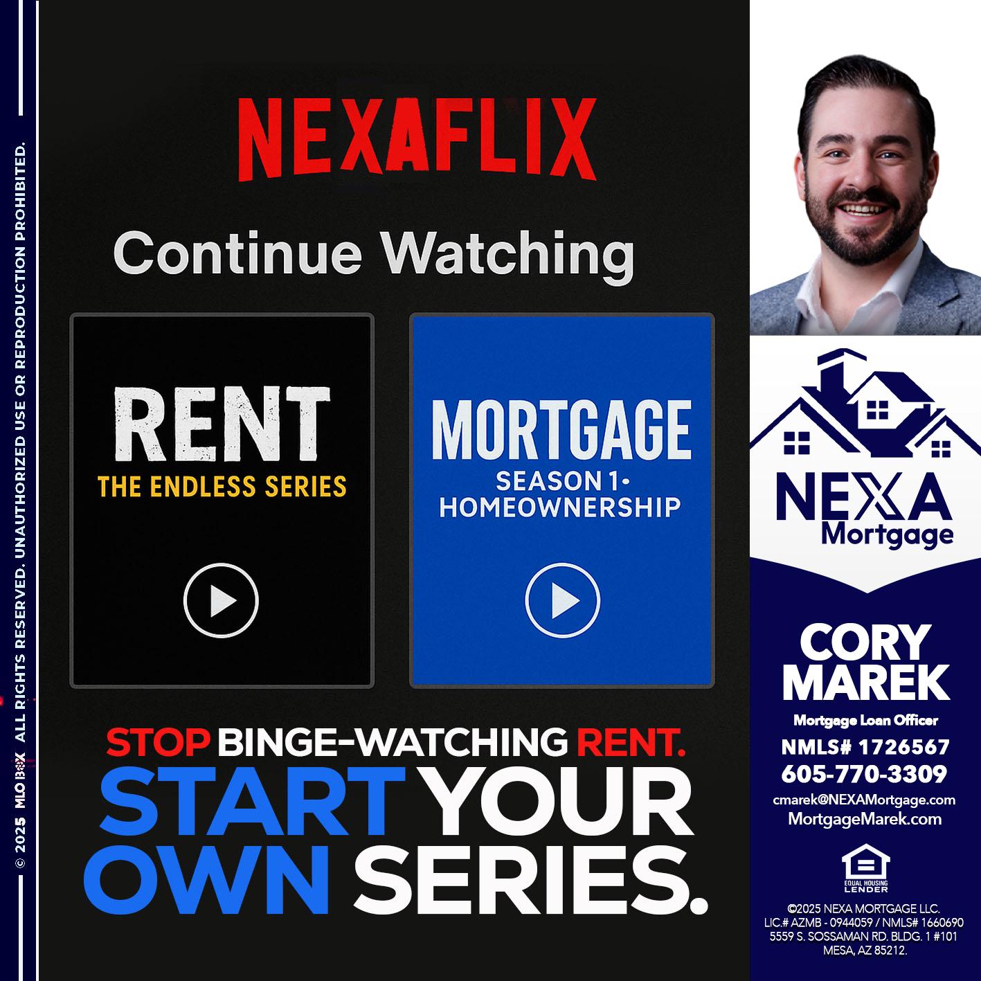 NEXAFLIX - Cory Marek -Mortgage Loan Officer