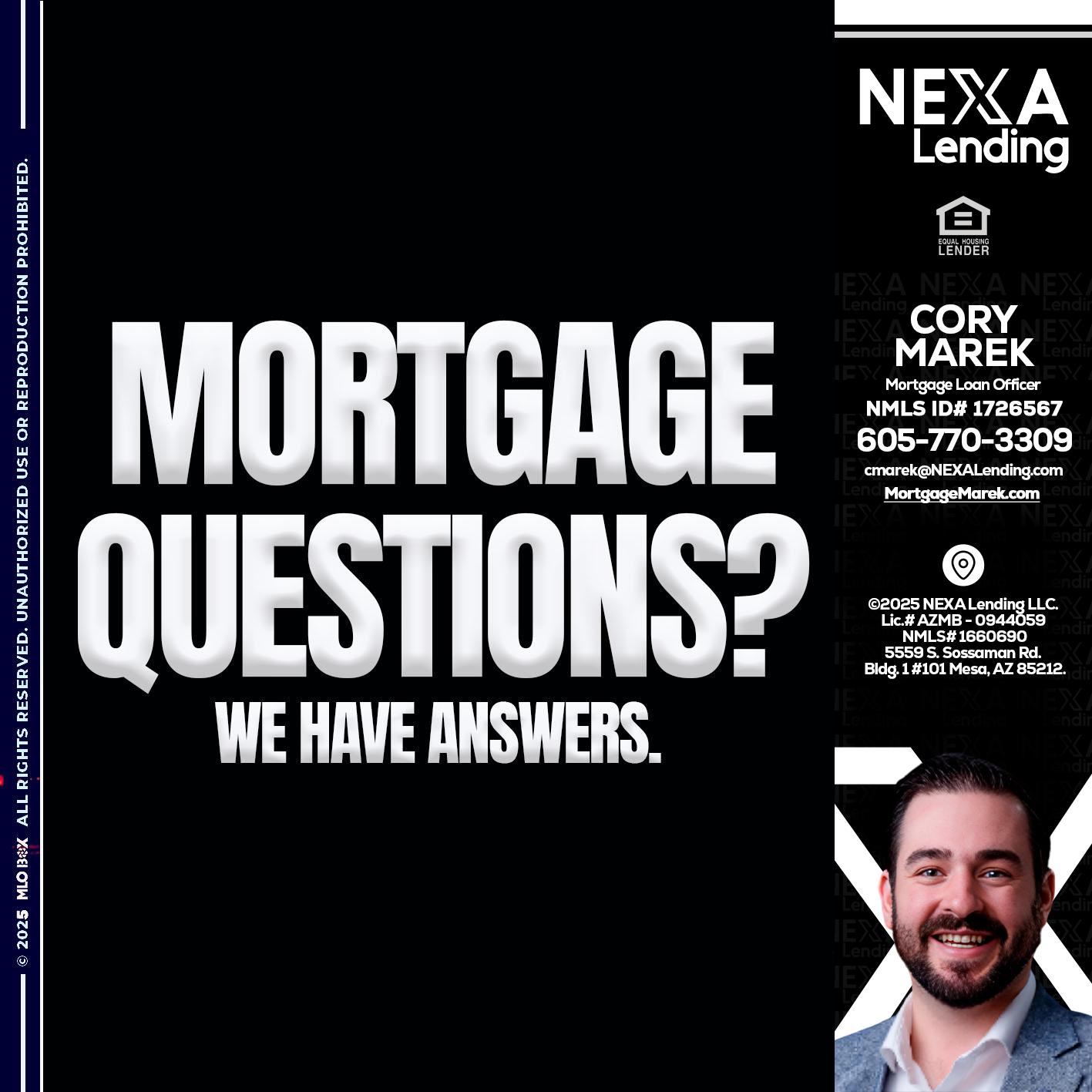 mortgage questions - Cory Marek -Mortgage Loan Officer