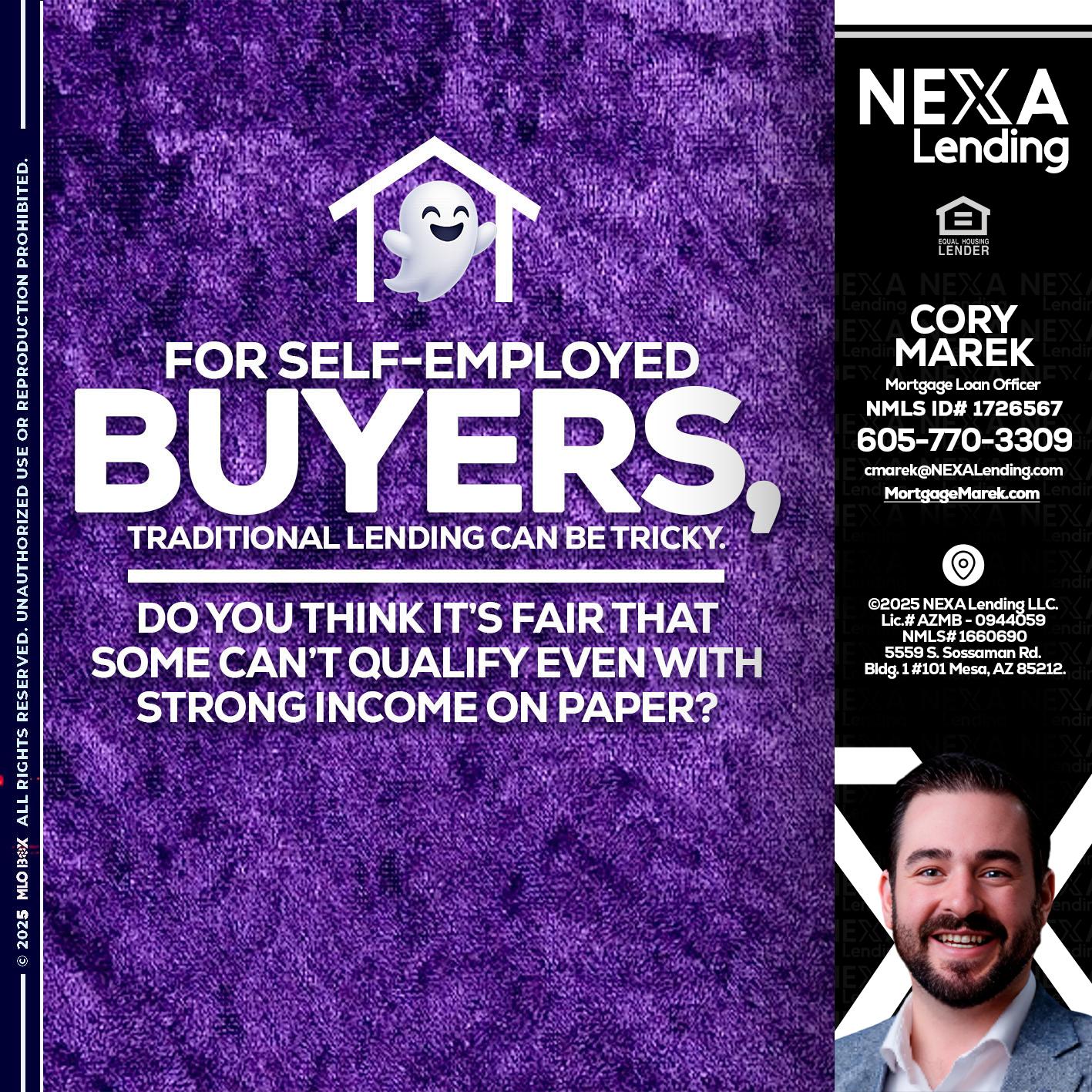 for self employed - Cory Marek -Mortgage Loan Officer