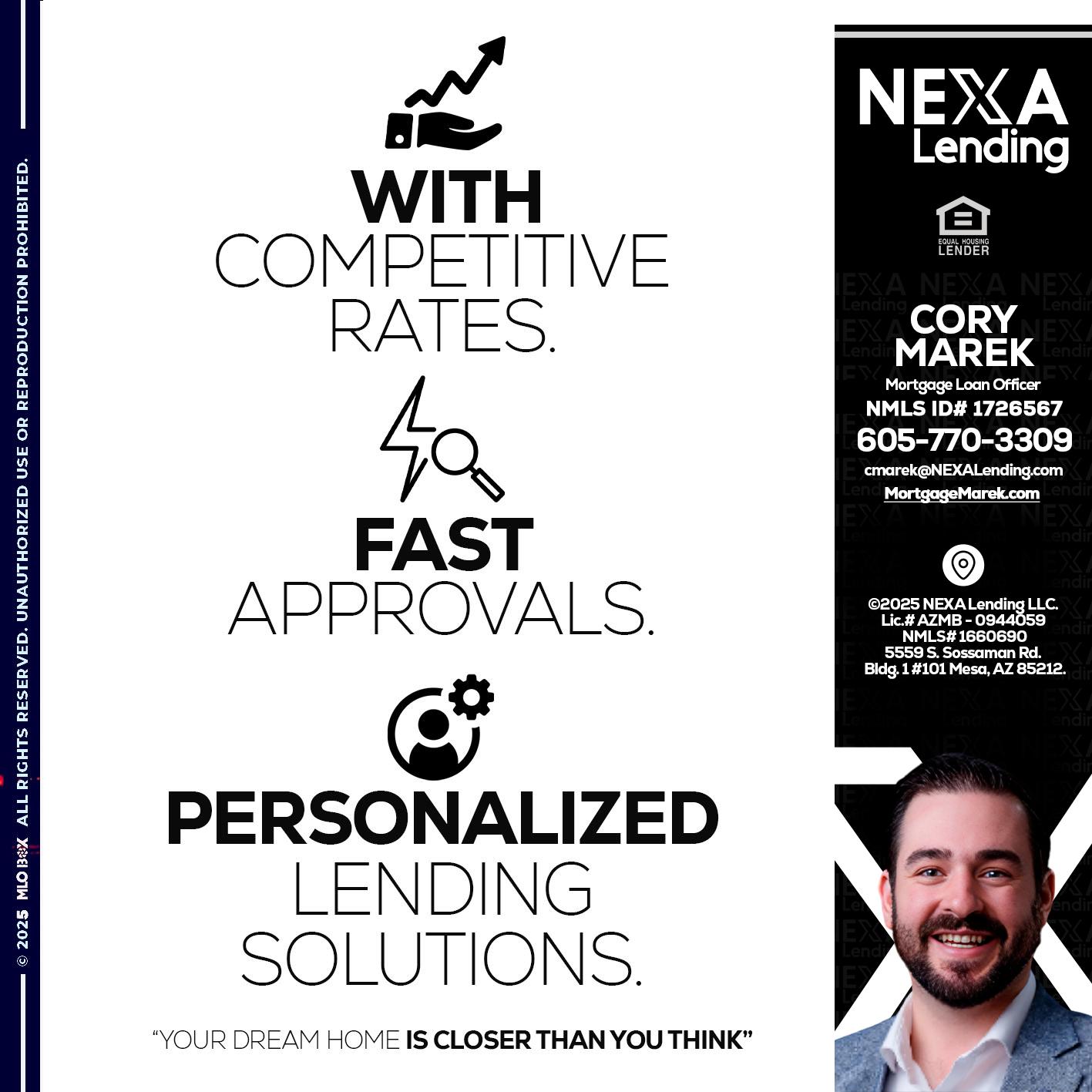 WITH COMPETITIVES RATES - Cory Marek -Mortgage Loan Officer