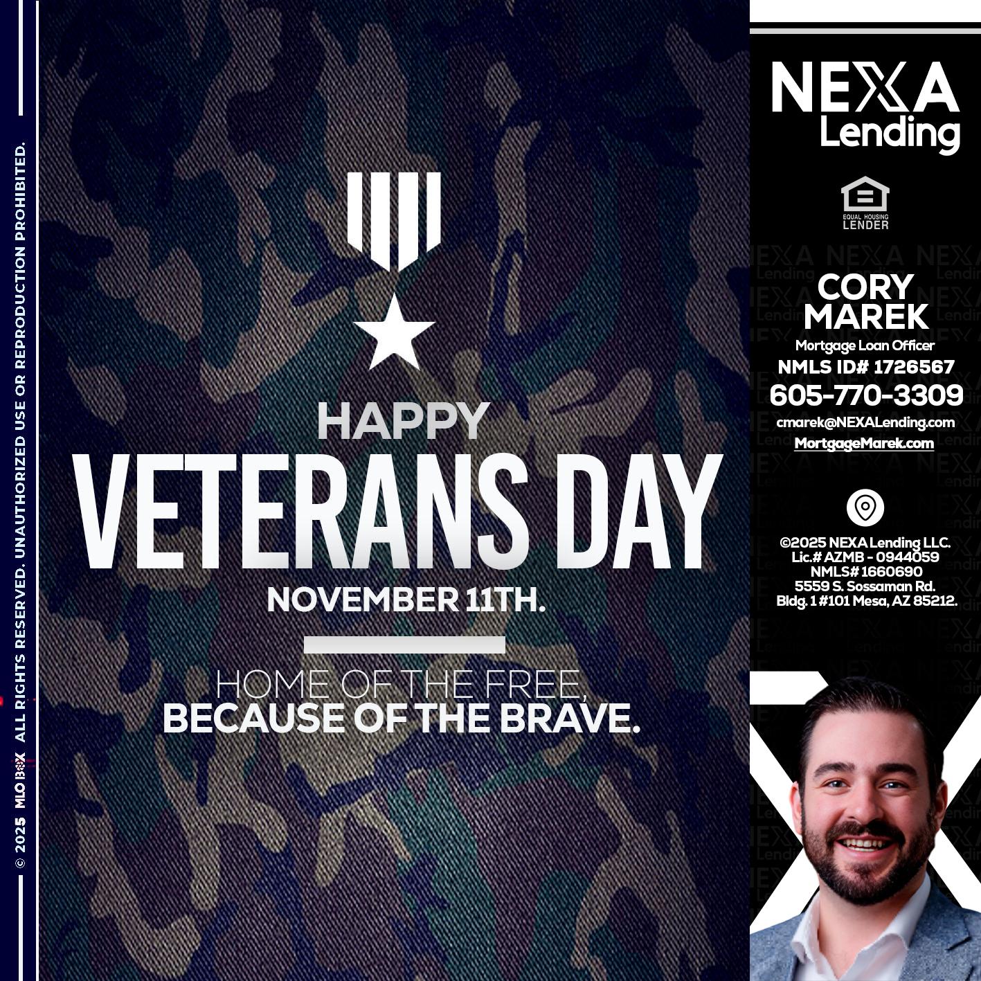 VETERANS DAY - Cory Marek -Mortgage Loan Officer