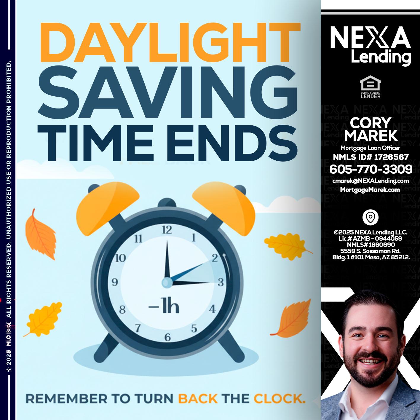 daylight saving - Cory Marek -Mortgage Loan Officer