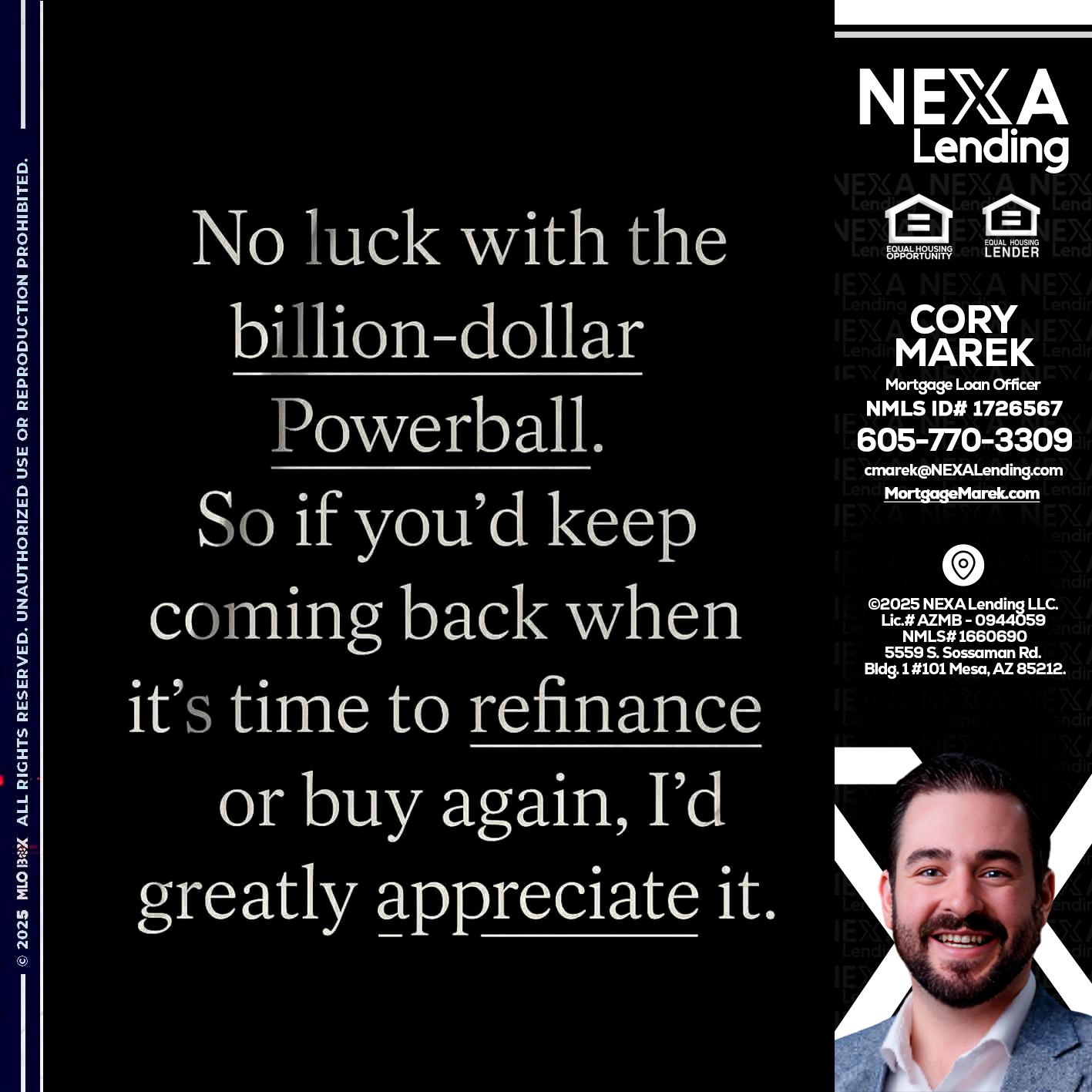 NO LUCK WITH - Cory Marek -Mortgage Loan Officer