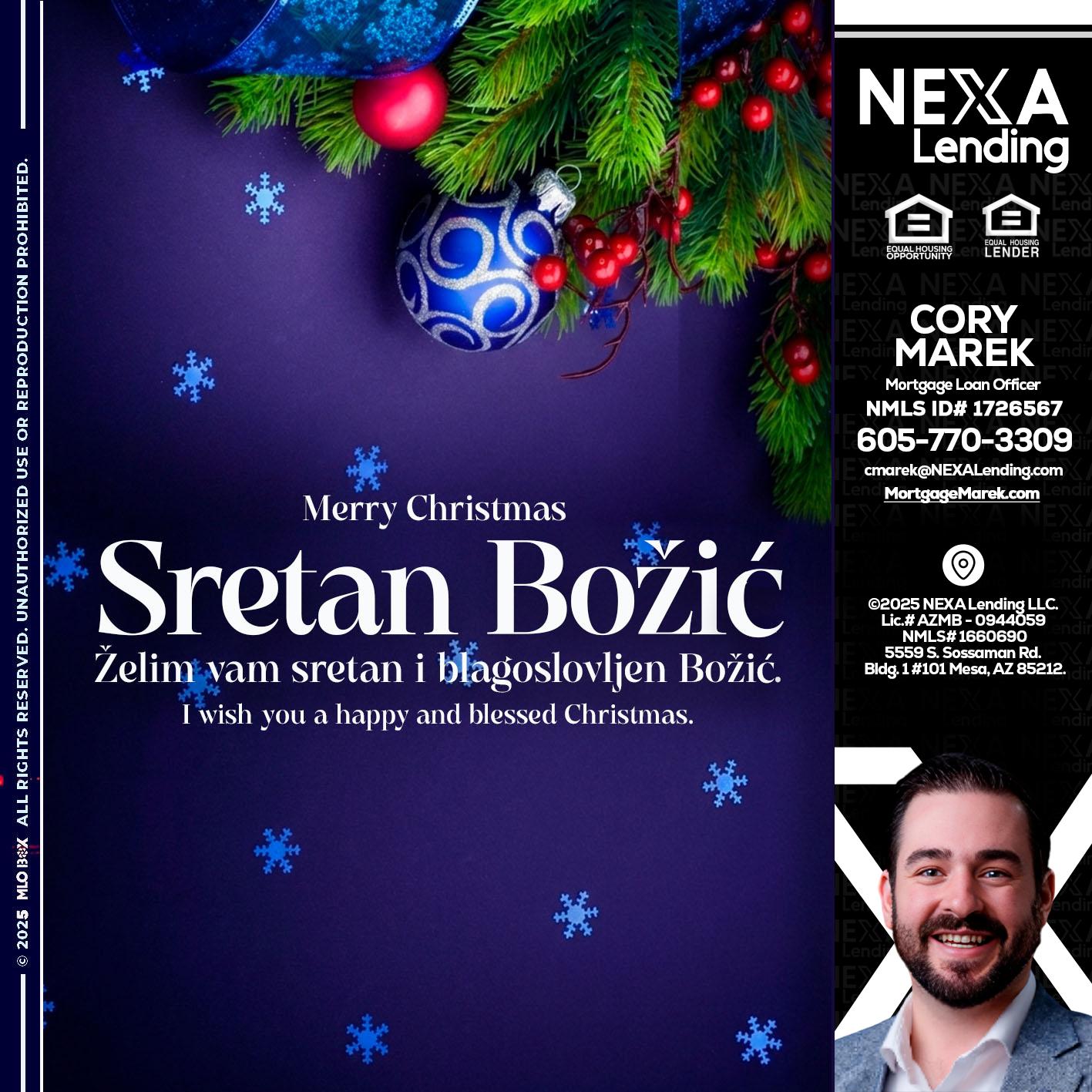 Sretan Božić - Cory Marek -Mortgage Loan Officer