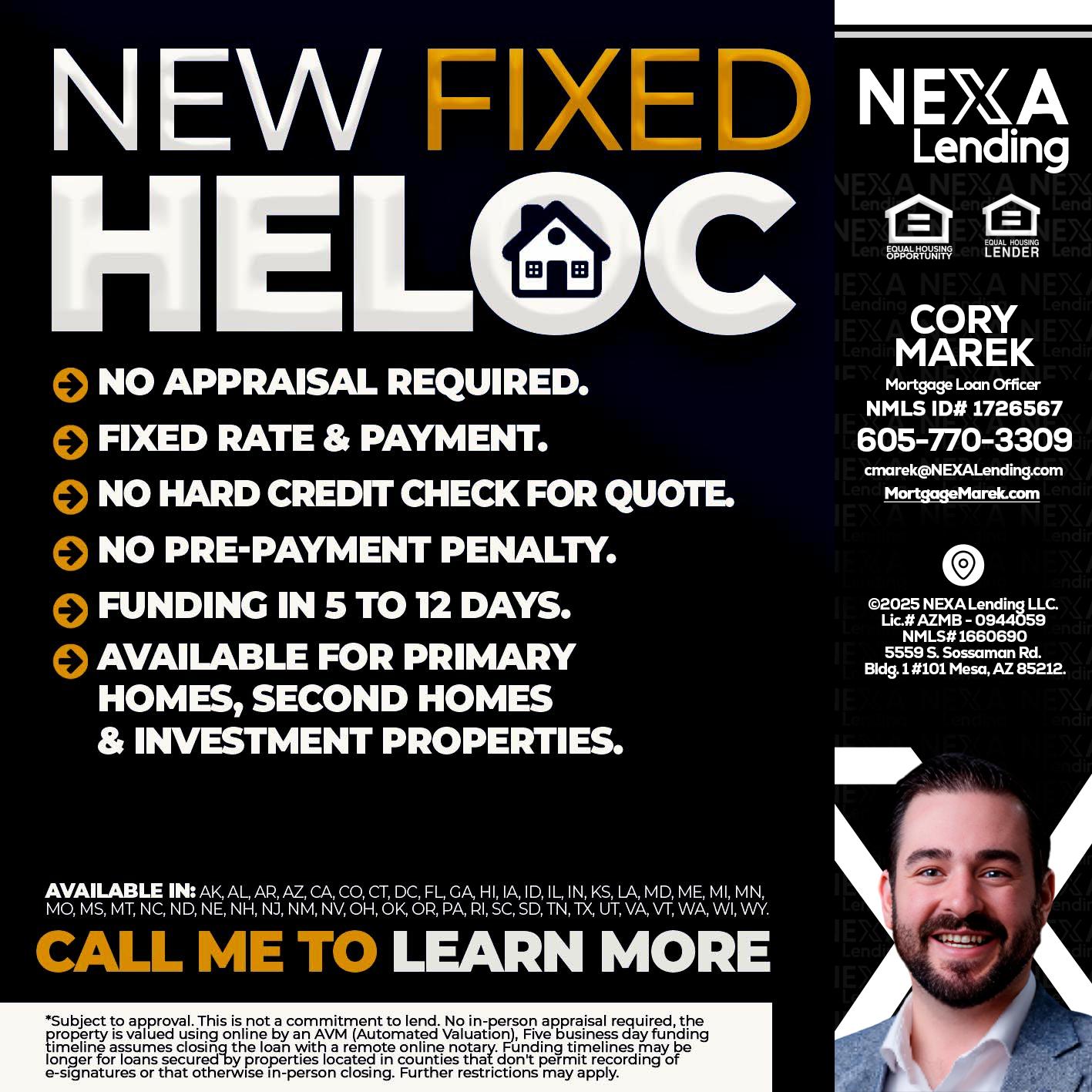 HELOC - Cory Marek -Mortgage Loan Officer