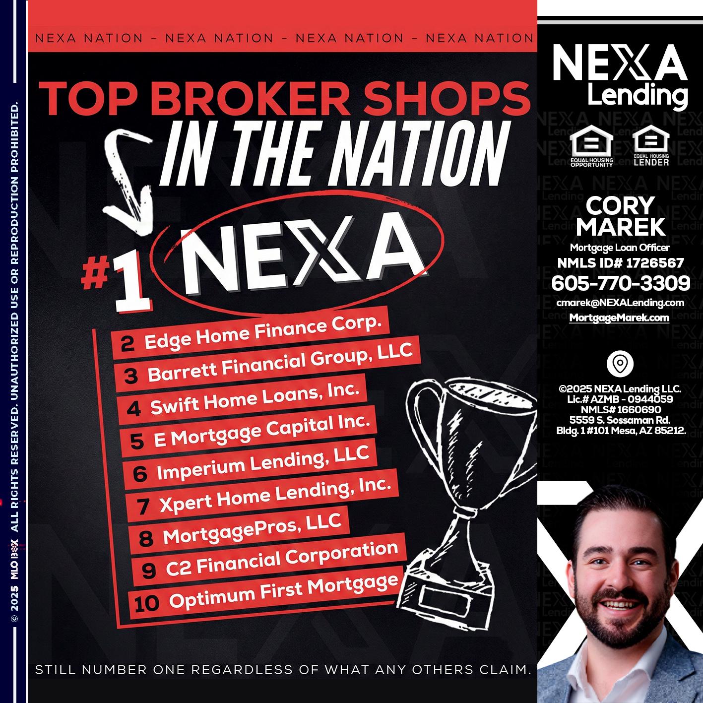 top broker - Cory Marek -Mortgage Loan Officer