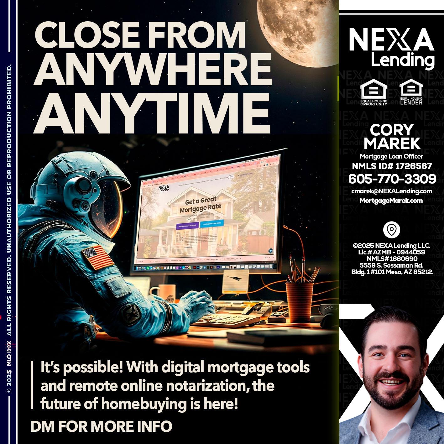 close from - Cory Marek -Mortgage Loan Officer