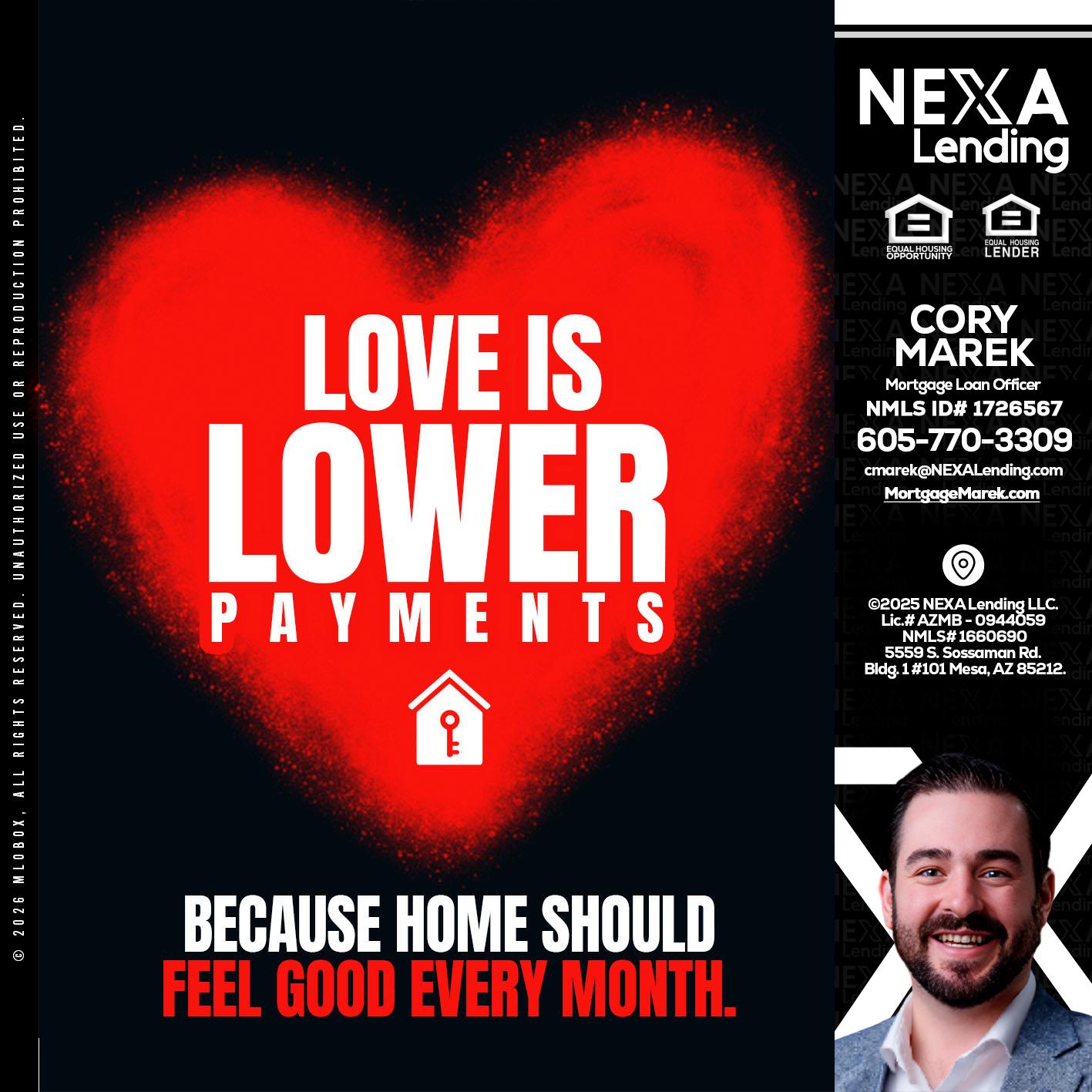 LOVE IS LOWER - Cory Marek -Mortgage Loan Officer