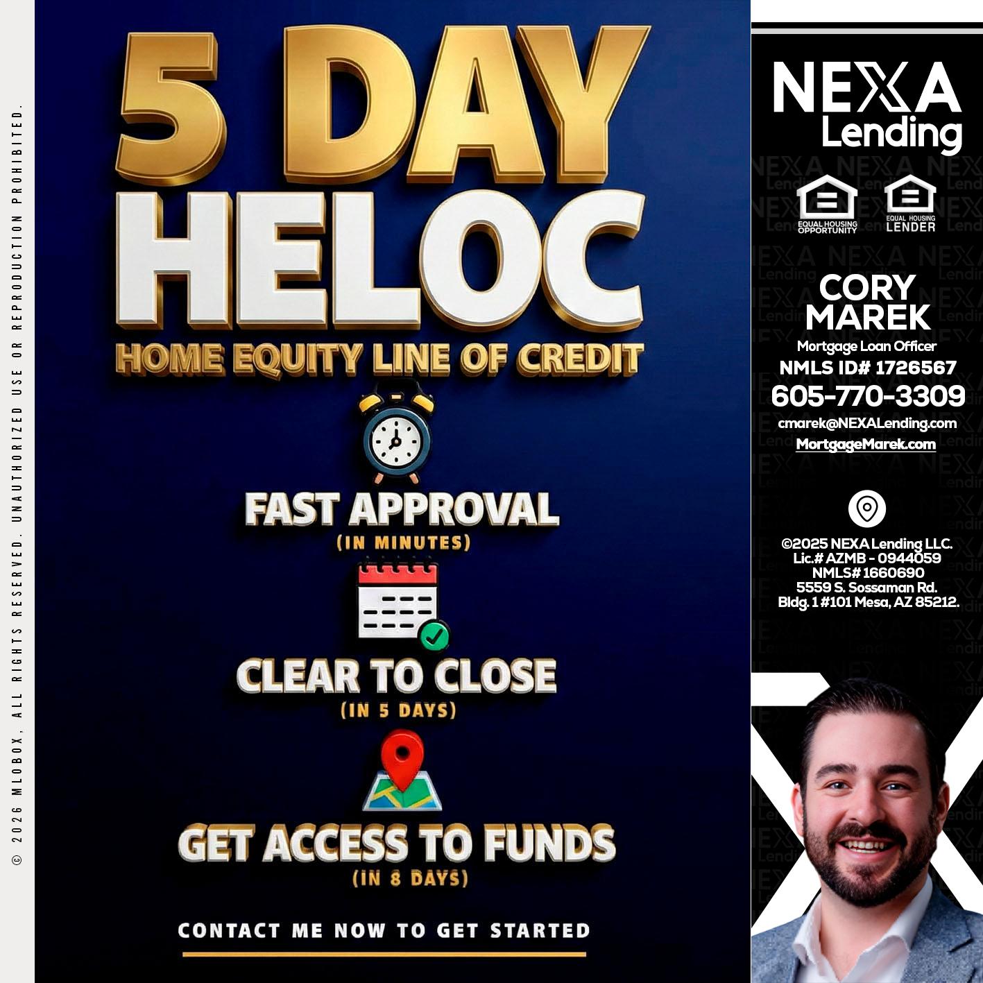 5 day hello - Cory Marek -Mortgage Loan Officer