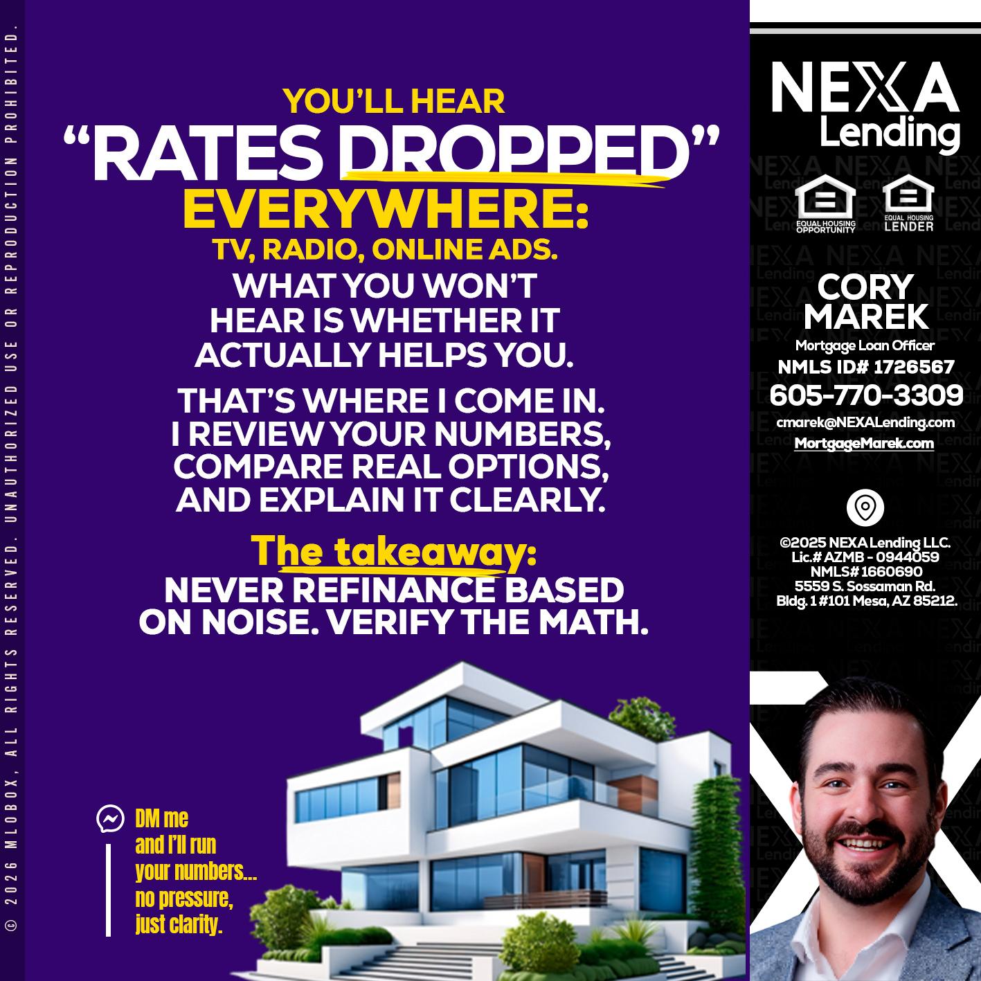 RATES DOPPED - Cory Marek -Mortgage Loan Officer