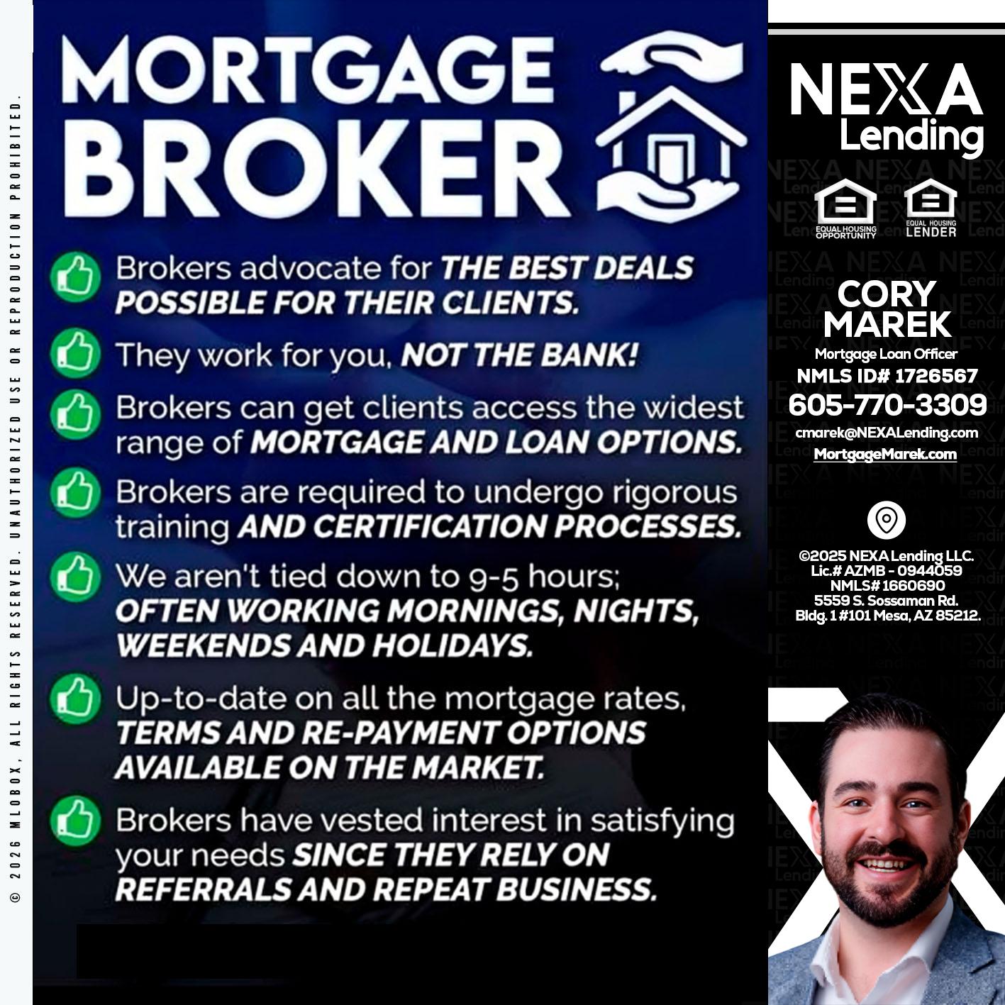 MORTGAGE BROKER - Cory Marek -Mortgage Loan Officer