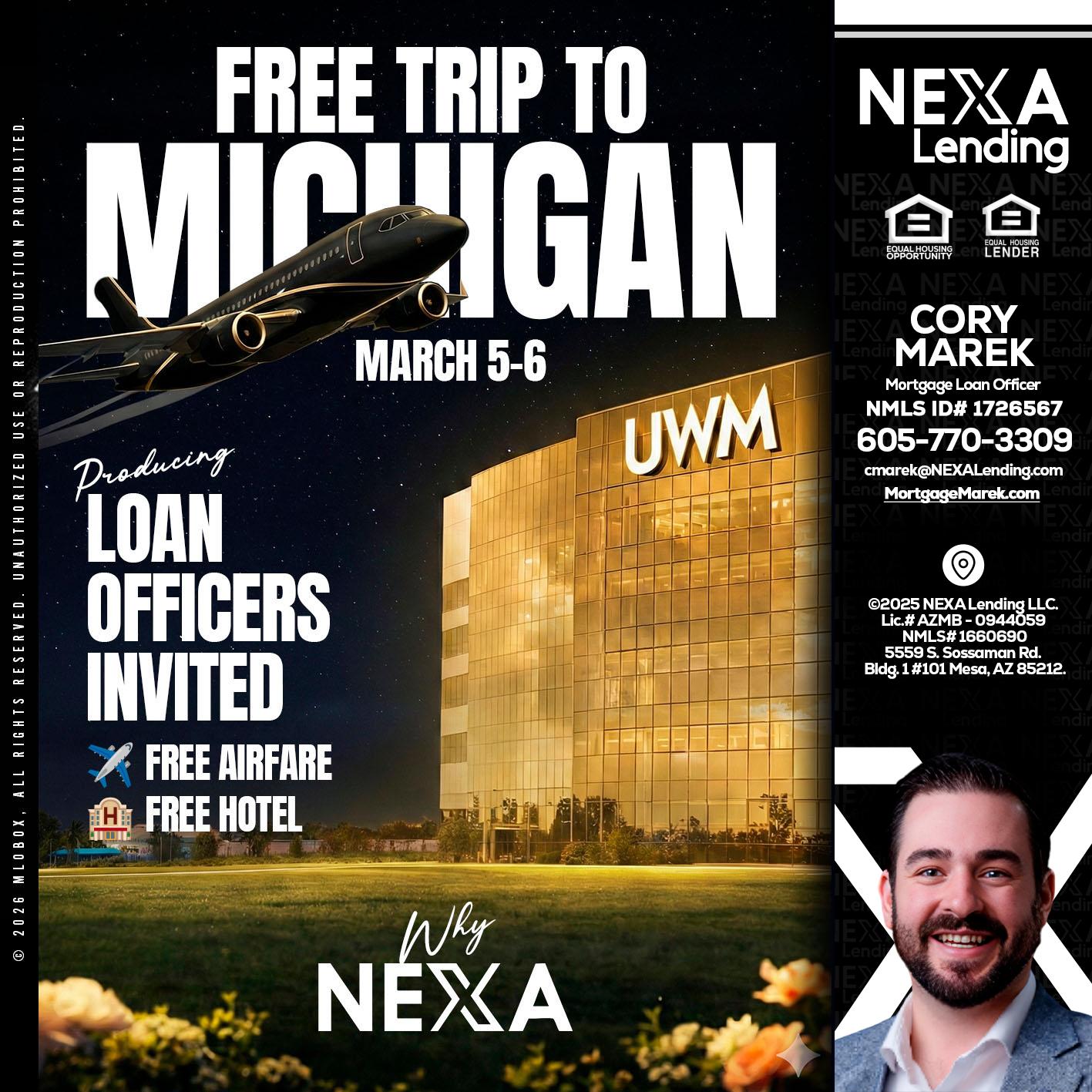 free Michigan trip - Cory Marek -Mortgage Loan Officer