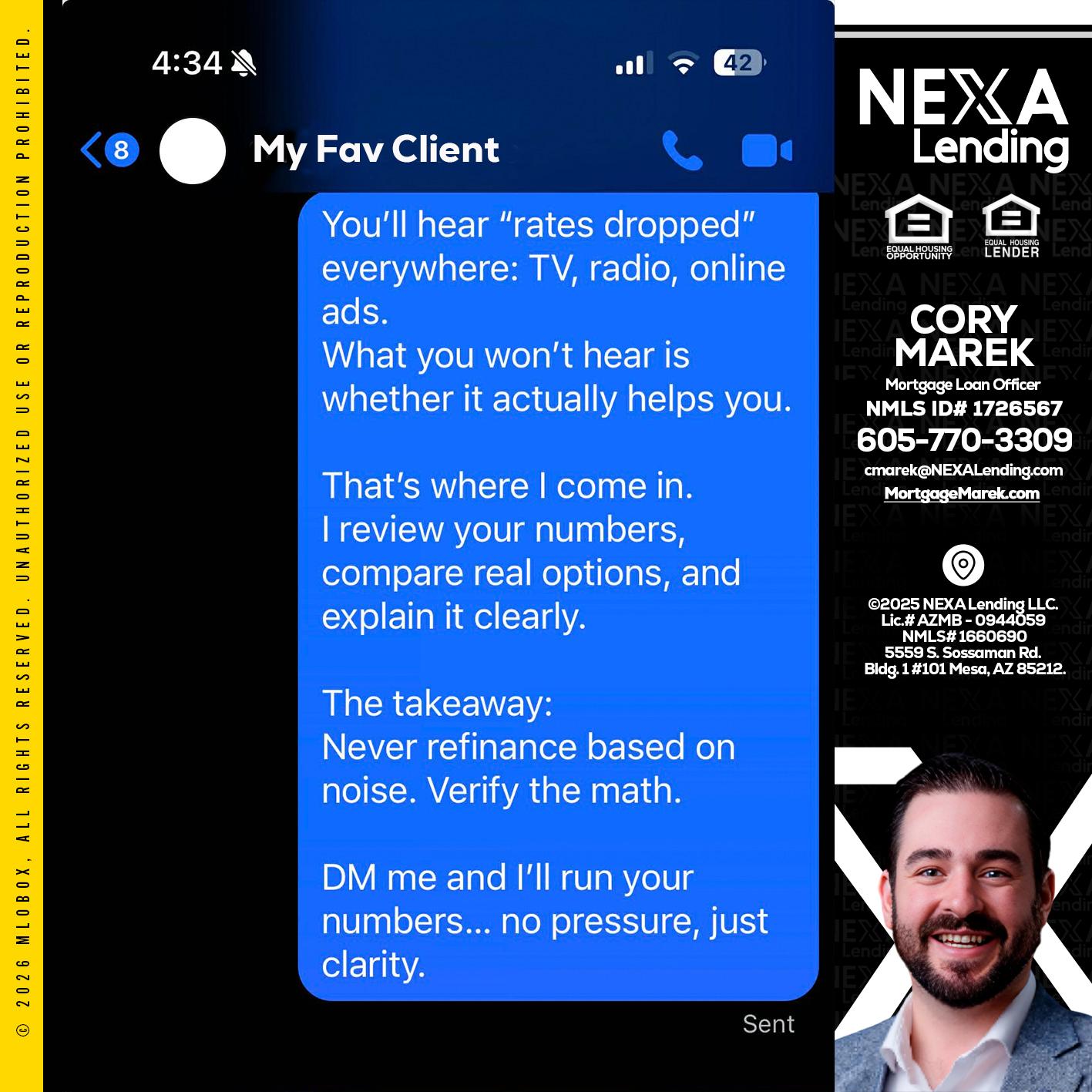 MY FAV CLIENT - Cory Marek -Mortgage Loan Officer