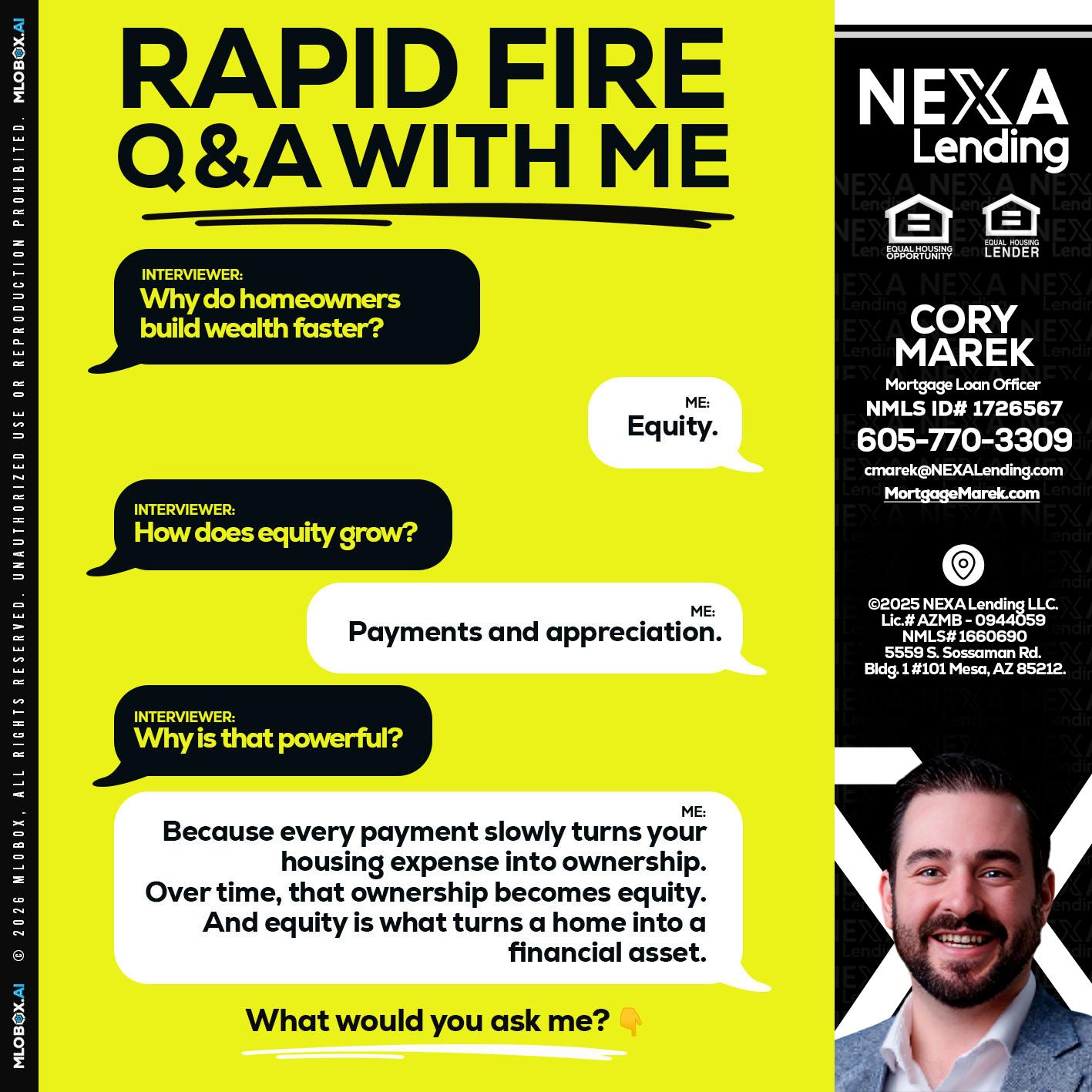 RAPID FIRE Q&A - Cory Marek -Mortgage Loan Officer