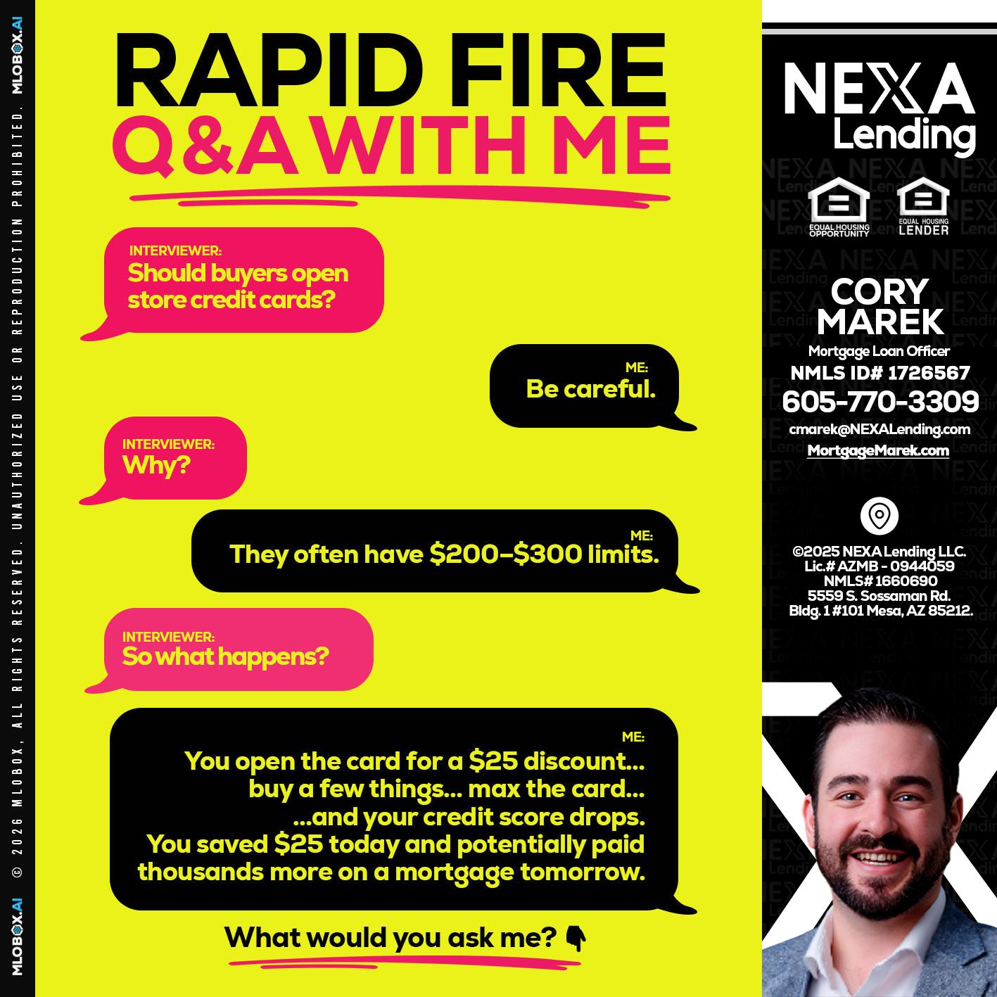 RAPID FIRE Q&A - Cory Marek -Mortgage Loan Officer