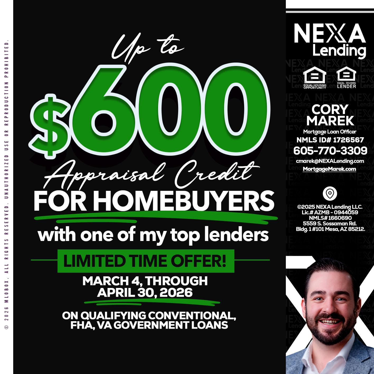 UP TO 600 - Cory Marek -Mortgage Loan Officer