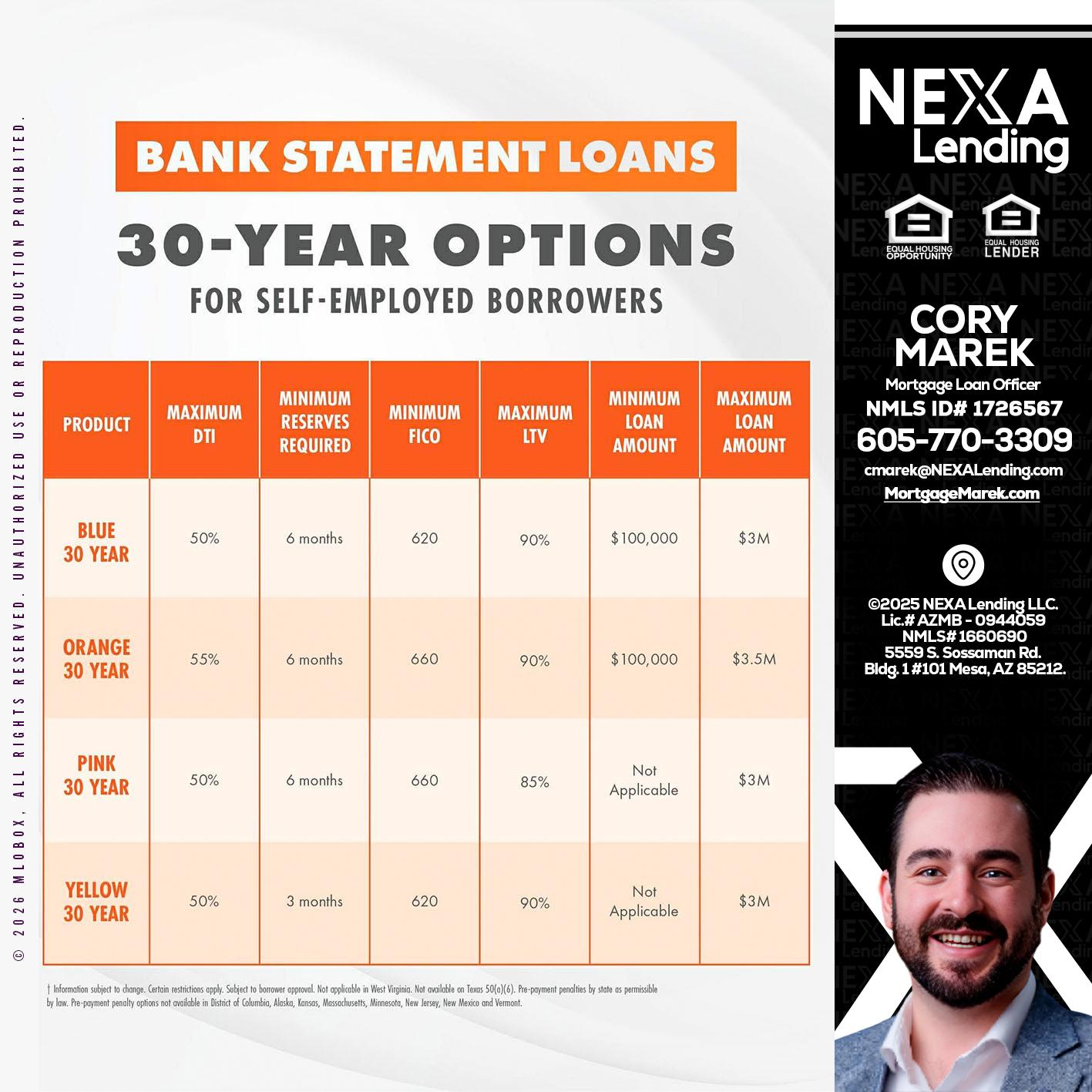 30 YEARS OPTIONS - Cory Marek -Mortgage Loan Officer