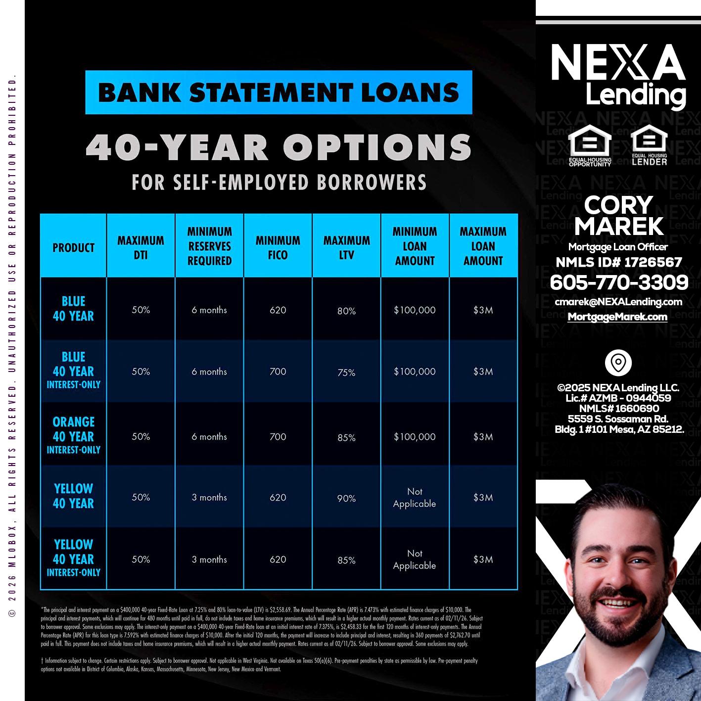 40 YR. OPTIONS - Cory Marek -Mortgage Loan Officer