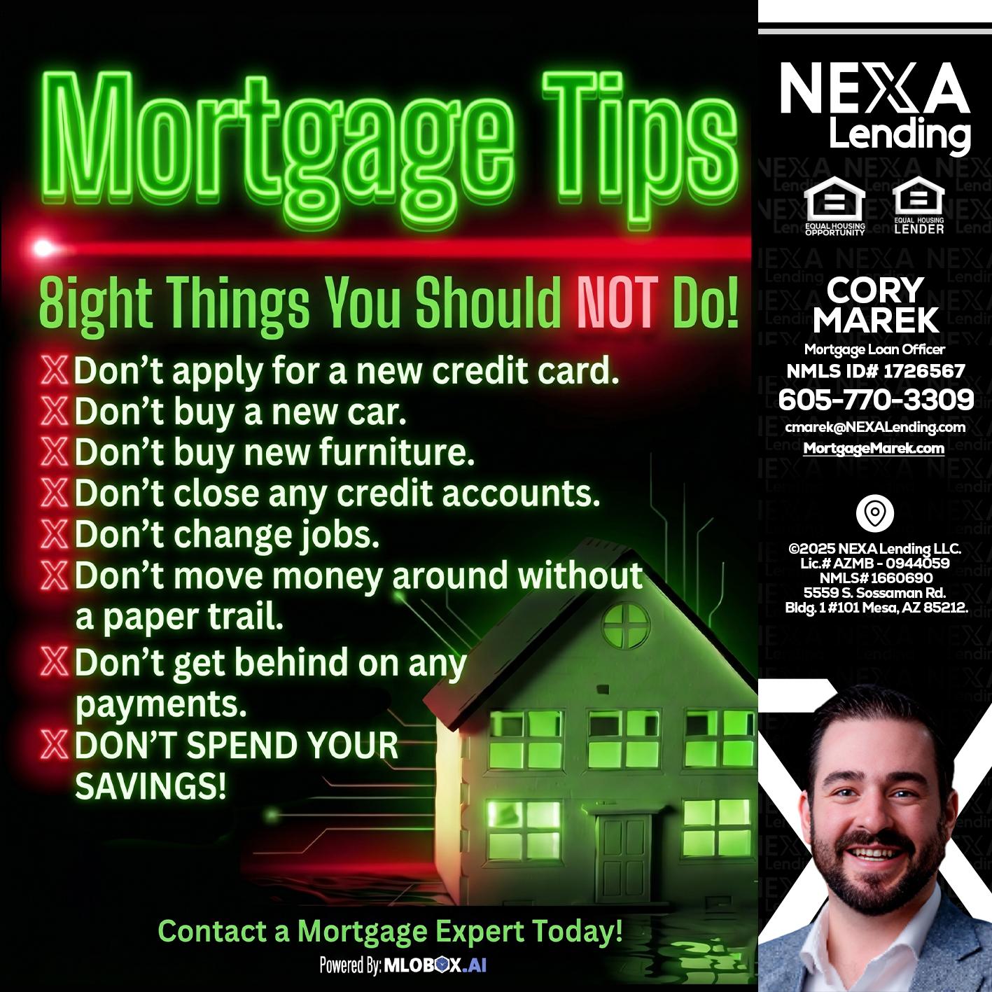 Mortgage Tips at your Door - Cory Marek -Mortgage Loan Officer