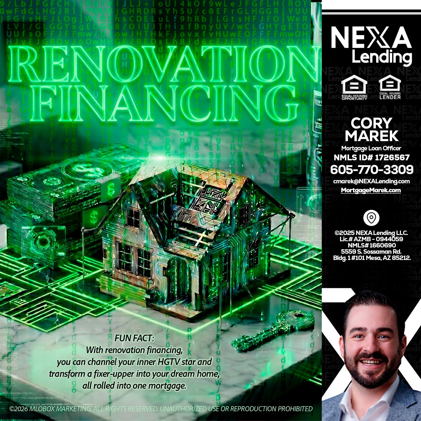 RENOVATION FINANCING - Cory Marek -Mortgage Loan Officer