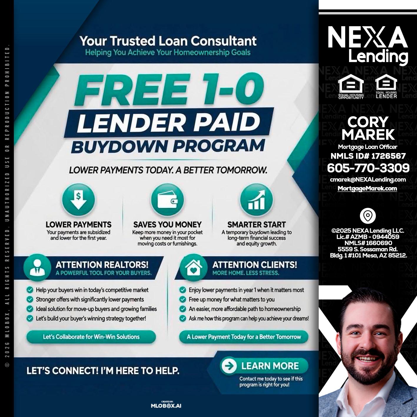 FREE 1-0 - Cory Marek -Mortgage Loan Officer