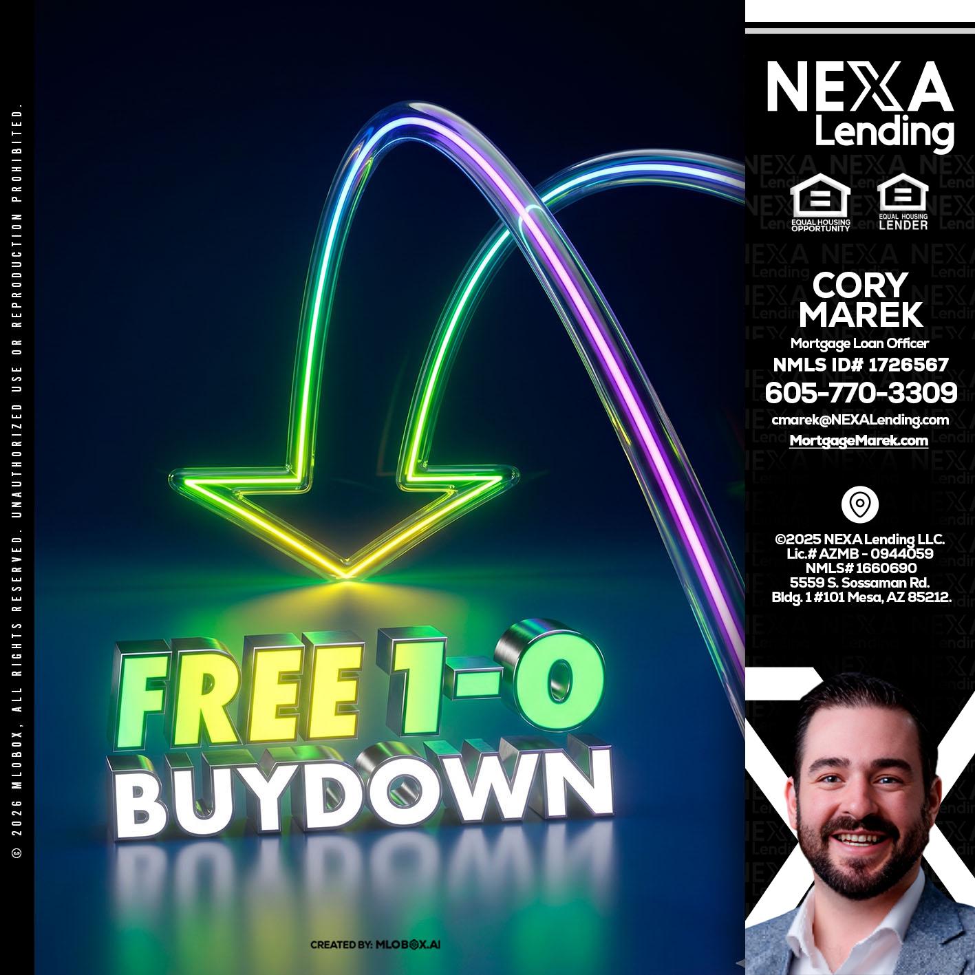 FREE 1-0 BUYDOWN - Cory Marek -Mortgage Loan Officer