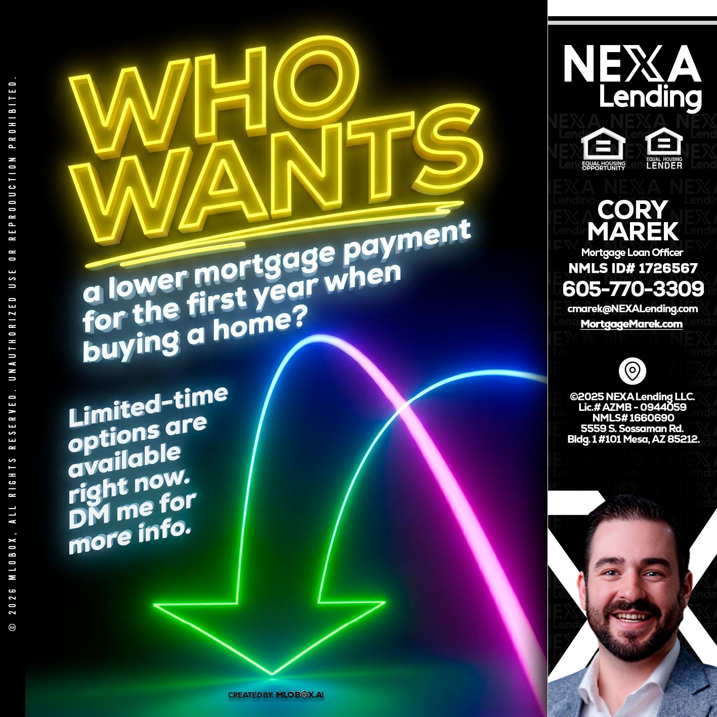 WHO WANTS - Cory Marek -Mortgage Loan Officer