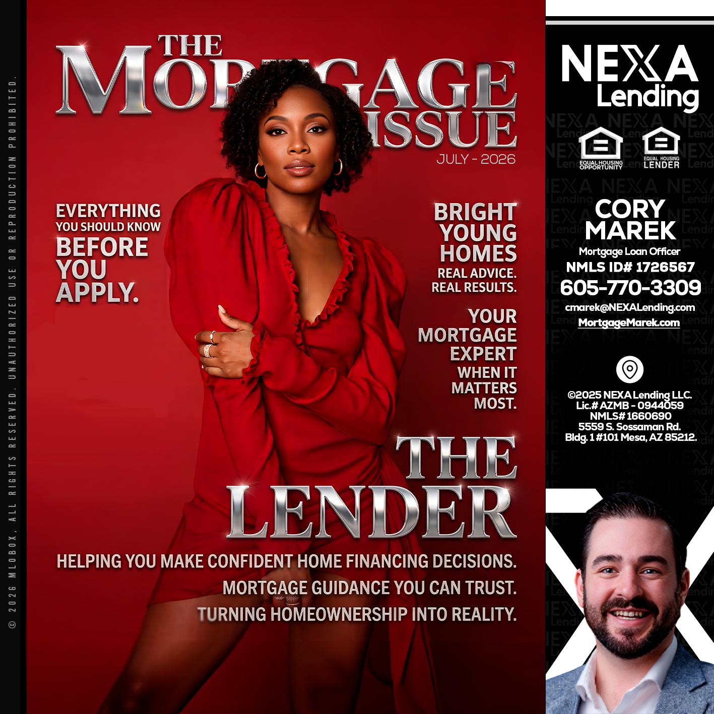 THE MORTGAGE ISSUE JULY - Cory Marek -Mortgage Loan Officer