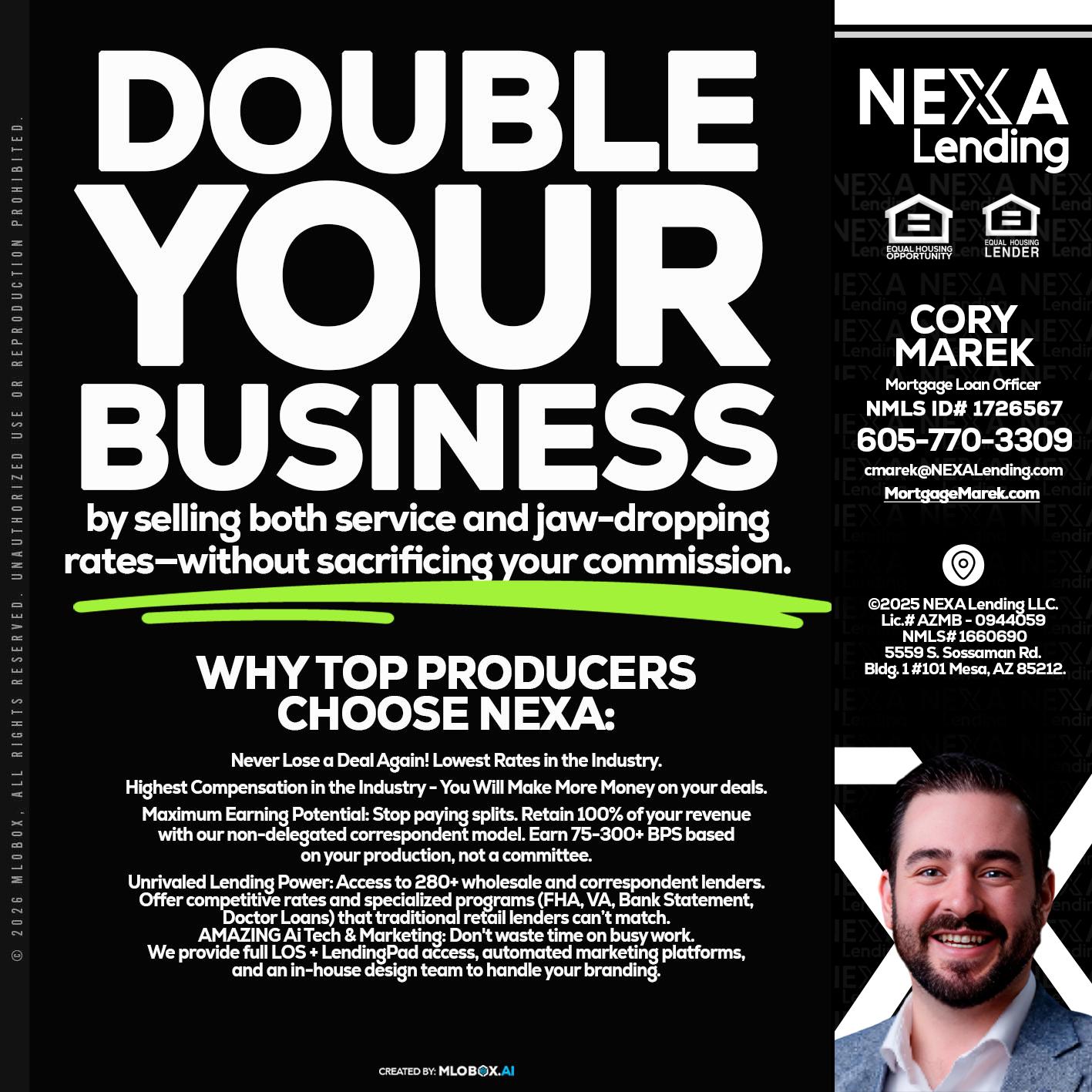 DOUBLE YOUR BUSINESS - Cory Marek -Mortgage Loan Officer