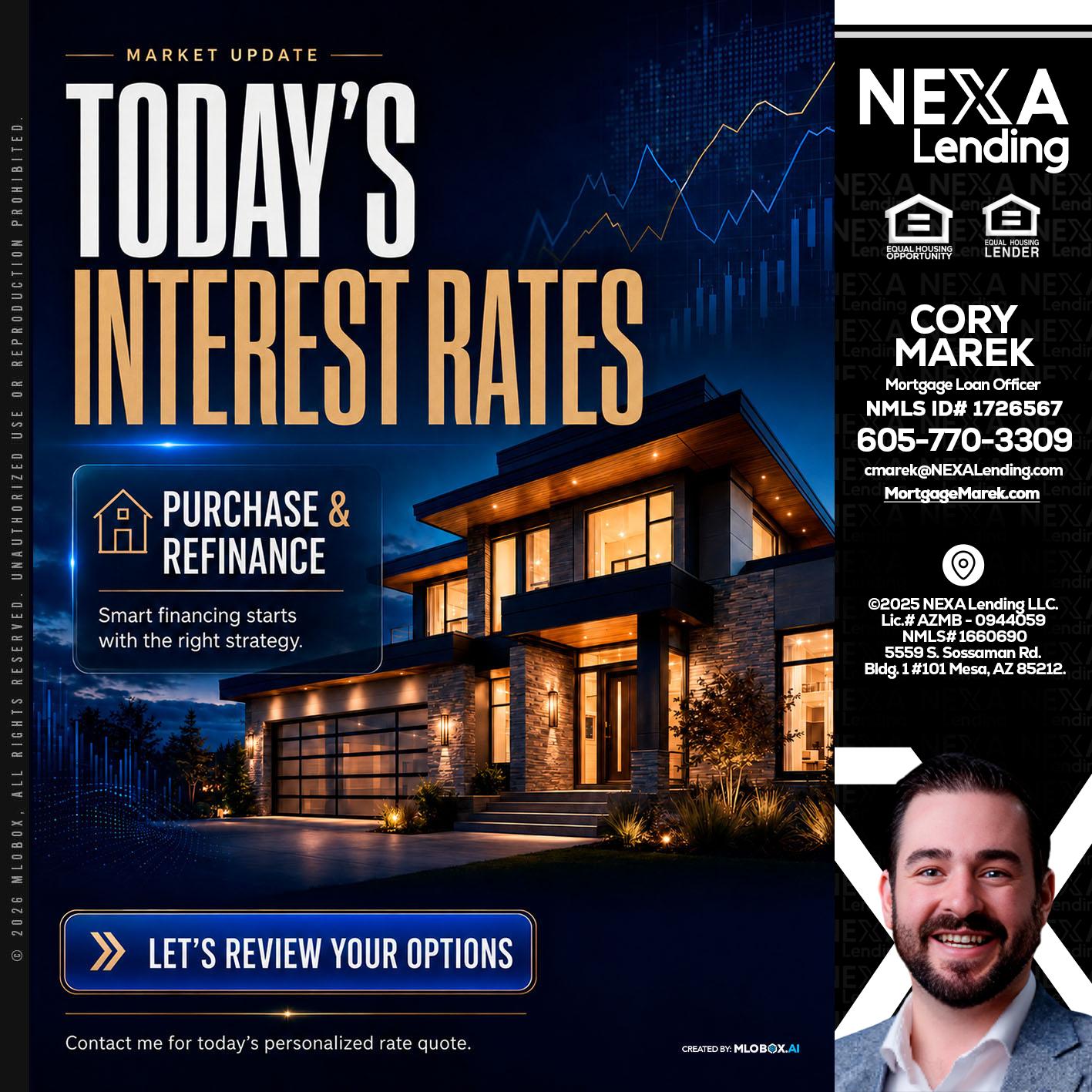 TODAYS RATES - Cory Marek -Mortgage Loan Officer