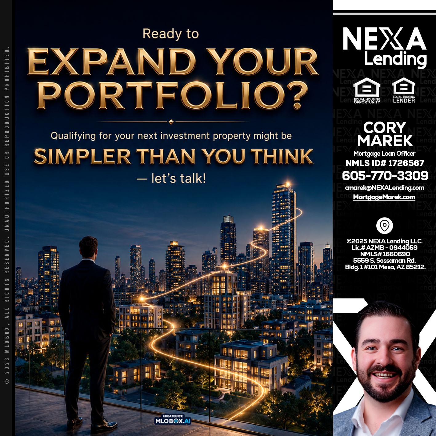 expand you portfolio - Cory Marek -Mortgage Loan Officer