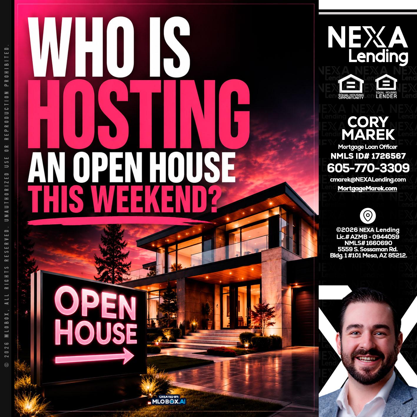 who's is hosting - Cory Marek -Mortgage Loan Officer