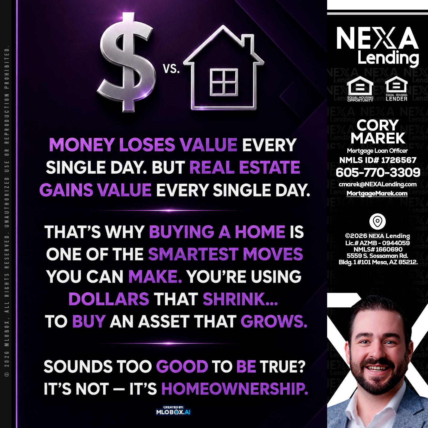 MONEY LOSES - Cory Marek -Mortgage Loan Officer