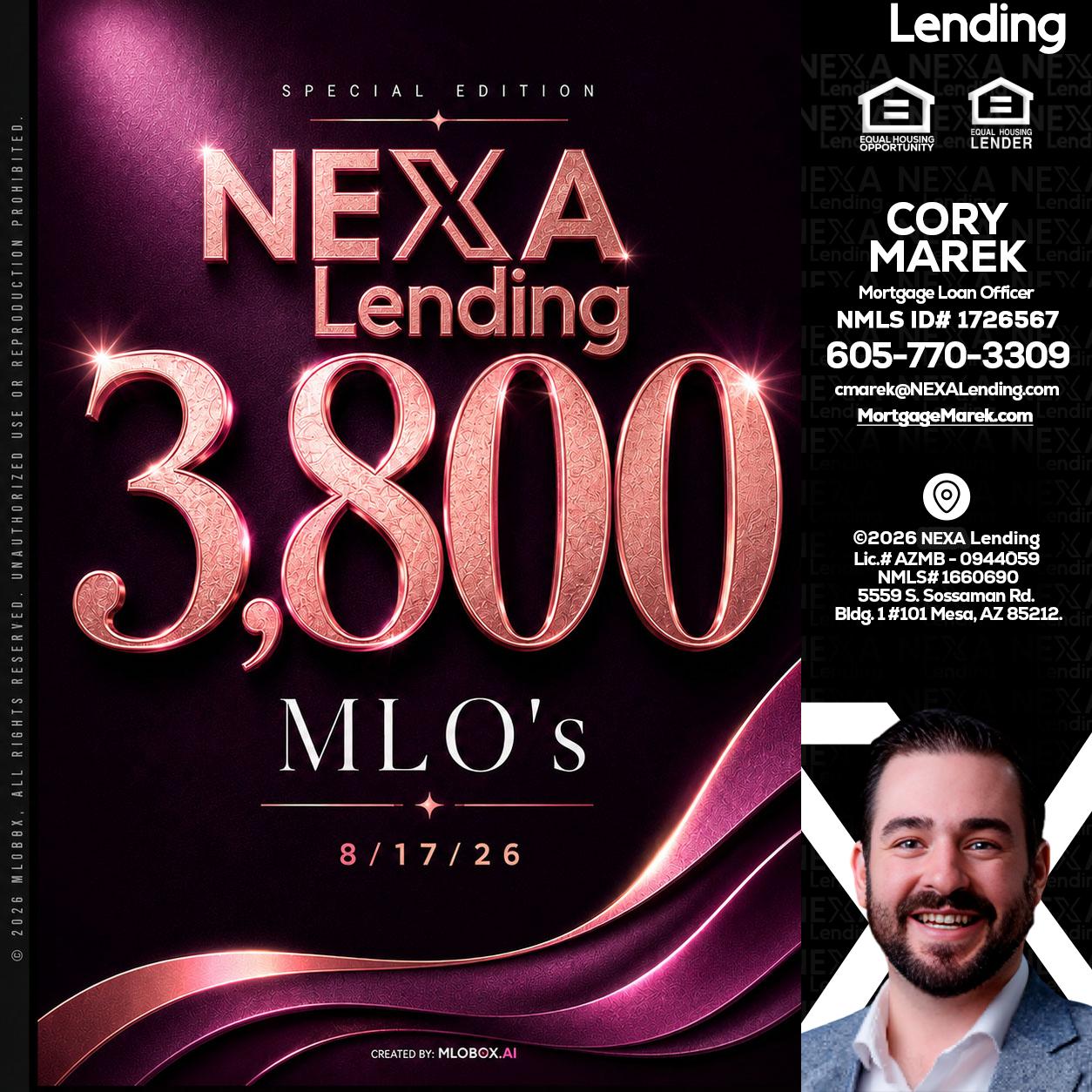 3800 MLOs - Cory Marek -Mortgage Loan Officer