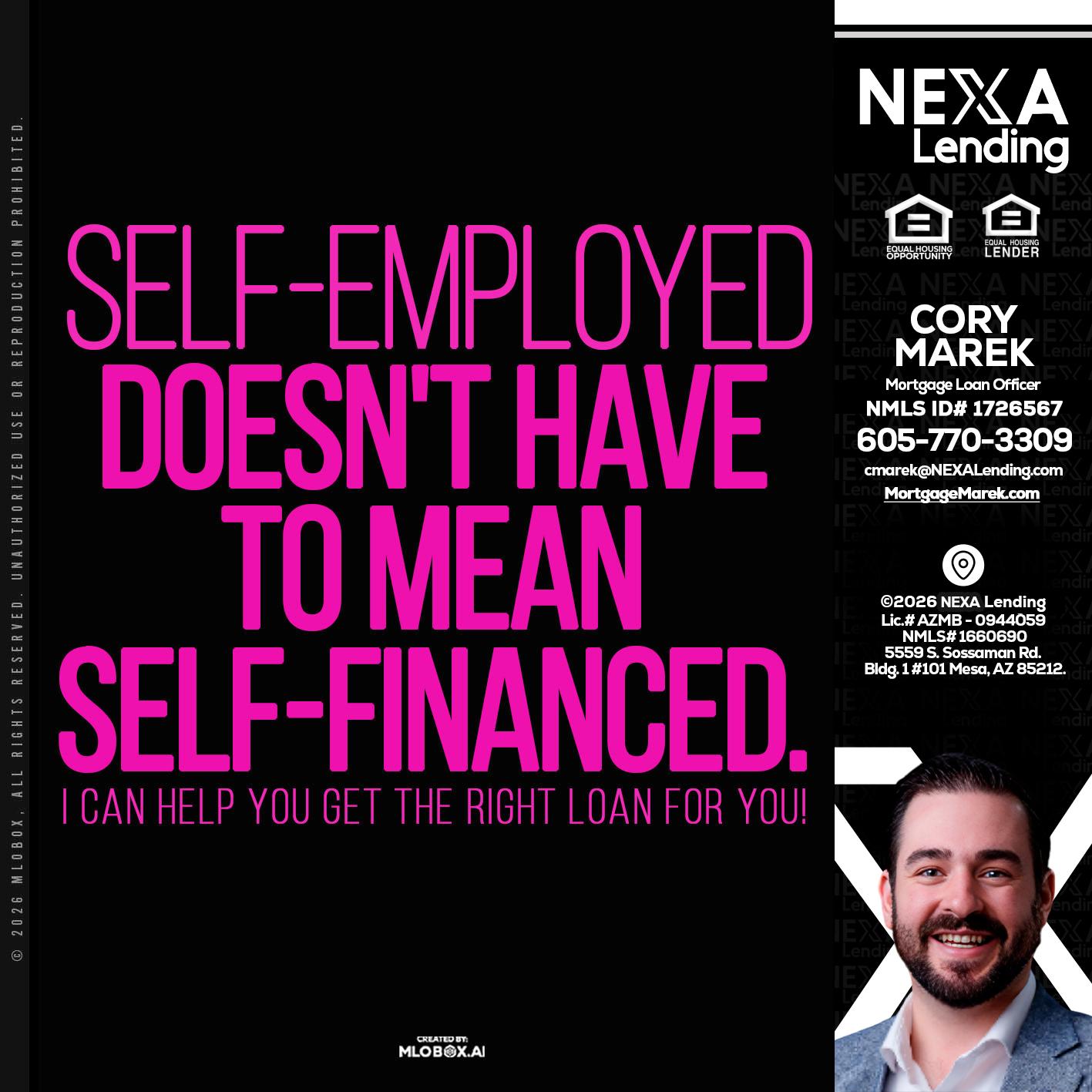 self employed - Cory Marek -Mortgage Loan Officer