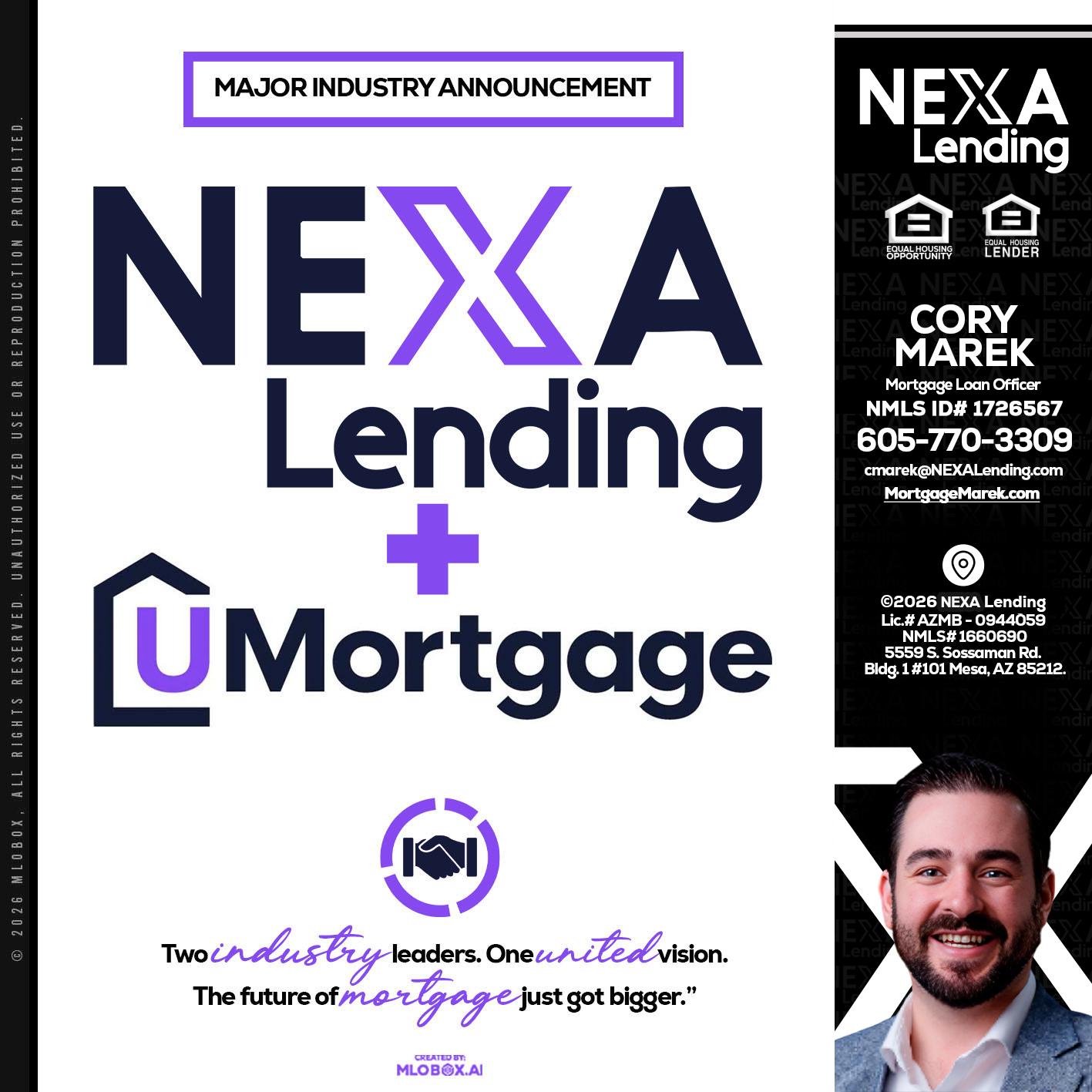 NEXA LENDING U MORTGAGE - Cory Marek -Mortgage Loan Officer