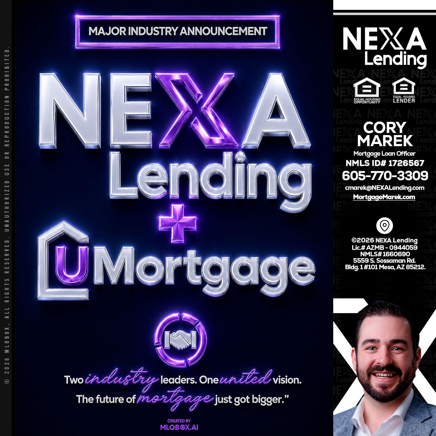NEXA LENDING U MORTGAGE - Cory Marek -Mortgage Loan Officer