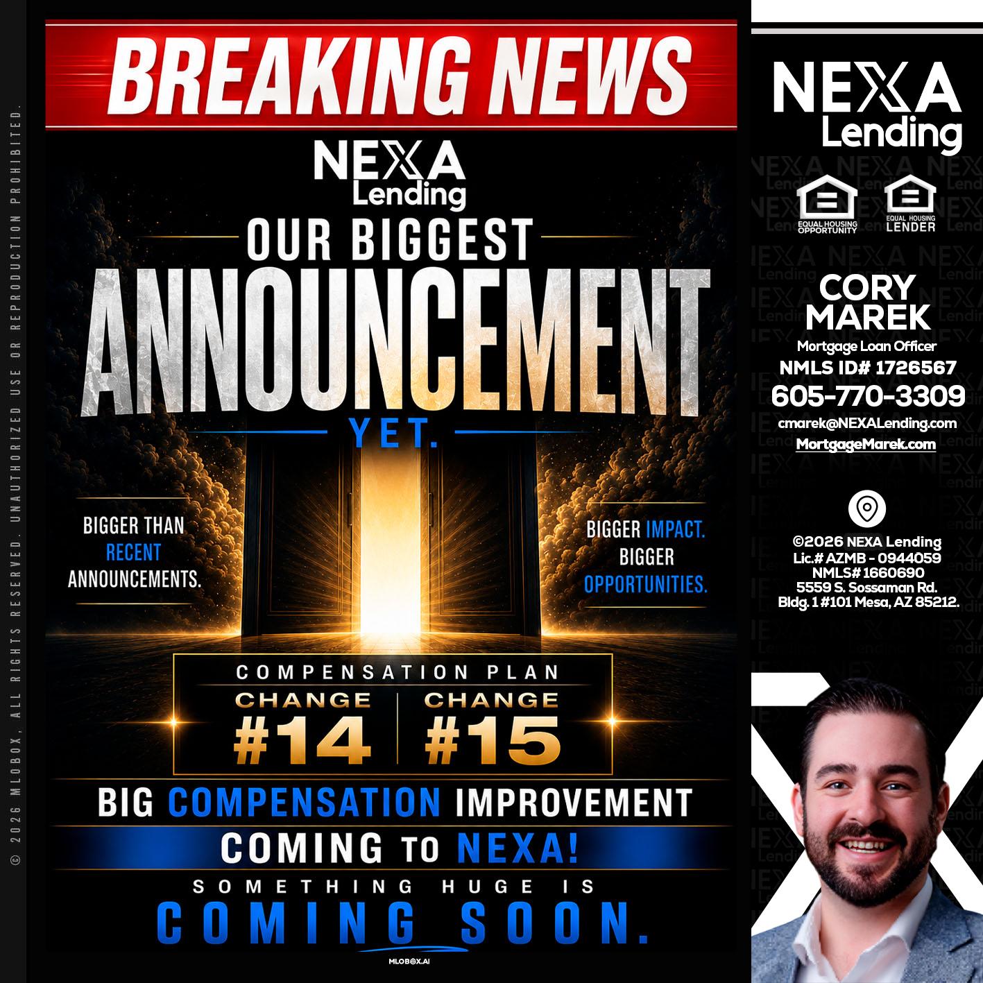 BREAKING NEWS - Cory Marek -Mortgage Loan Officer