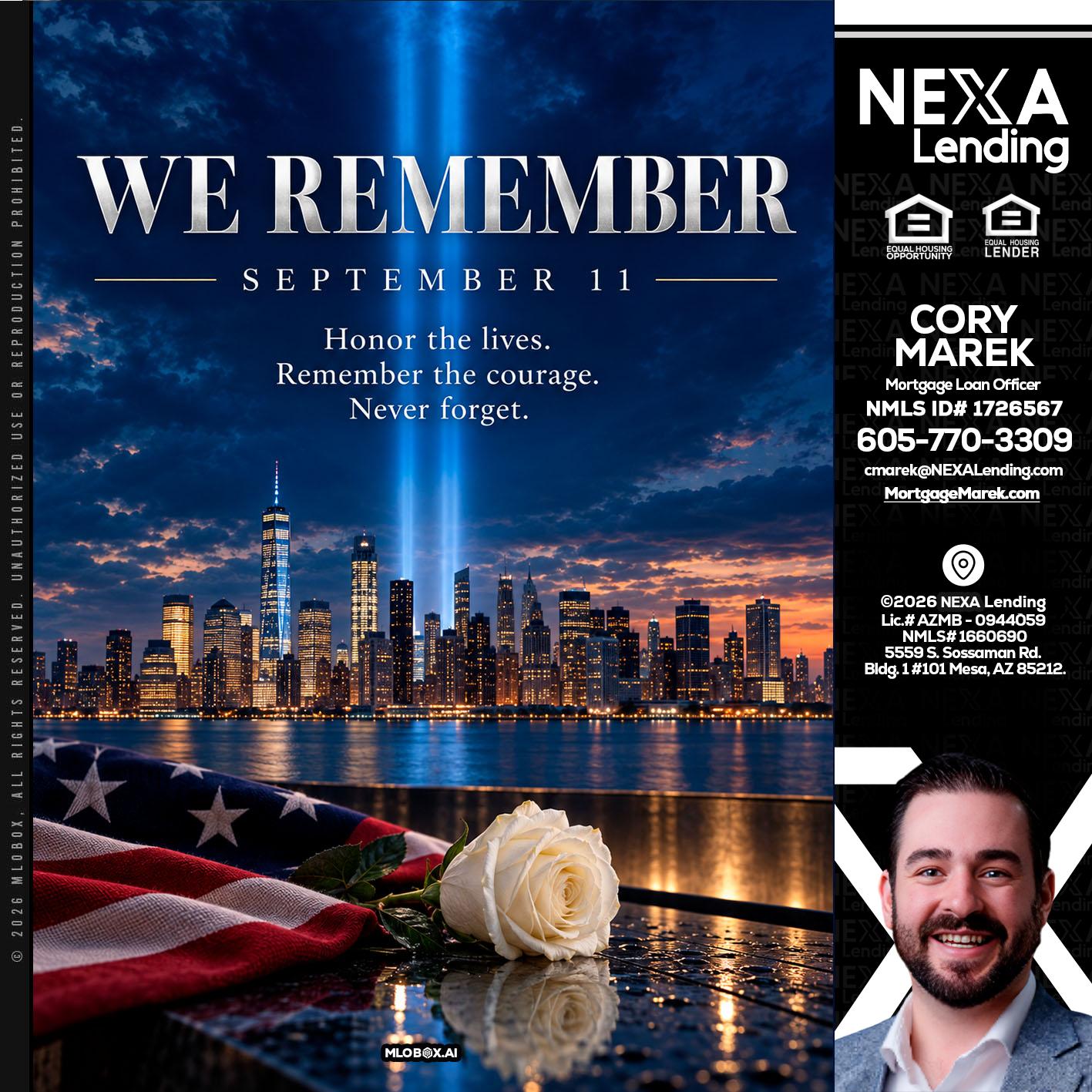 WE REMEMBER - Cory Marek -Mortgage Loan Officer