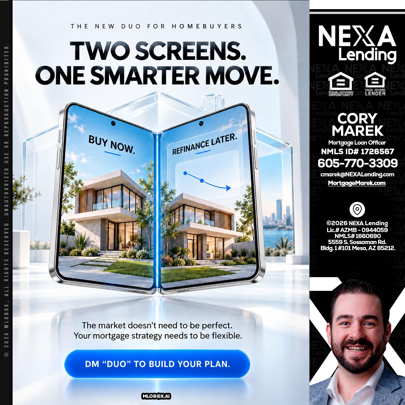 TWO SCREENS - Cory Marek -Mortgage Loan Officer