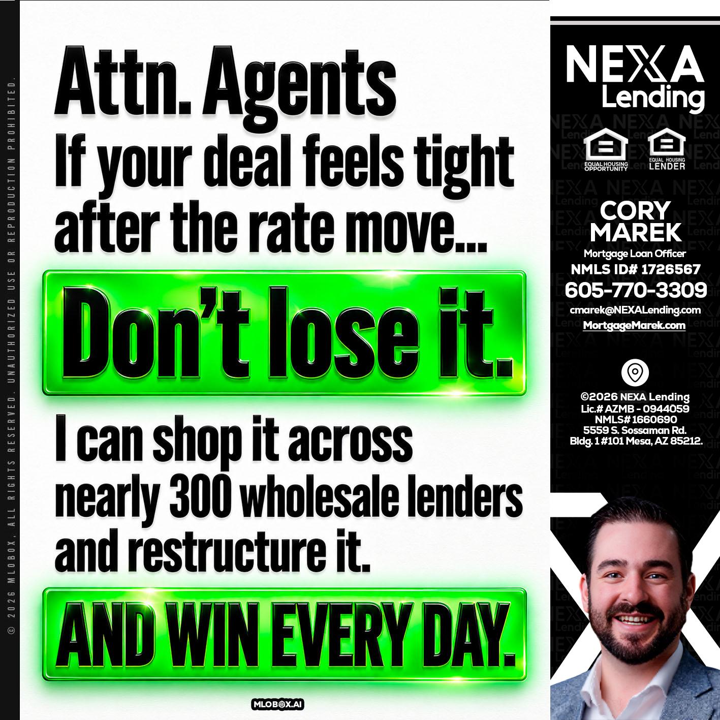 attention agents - Cory Marek -Mortgage Loan Officer