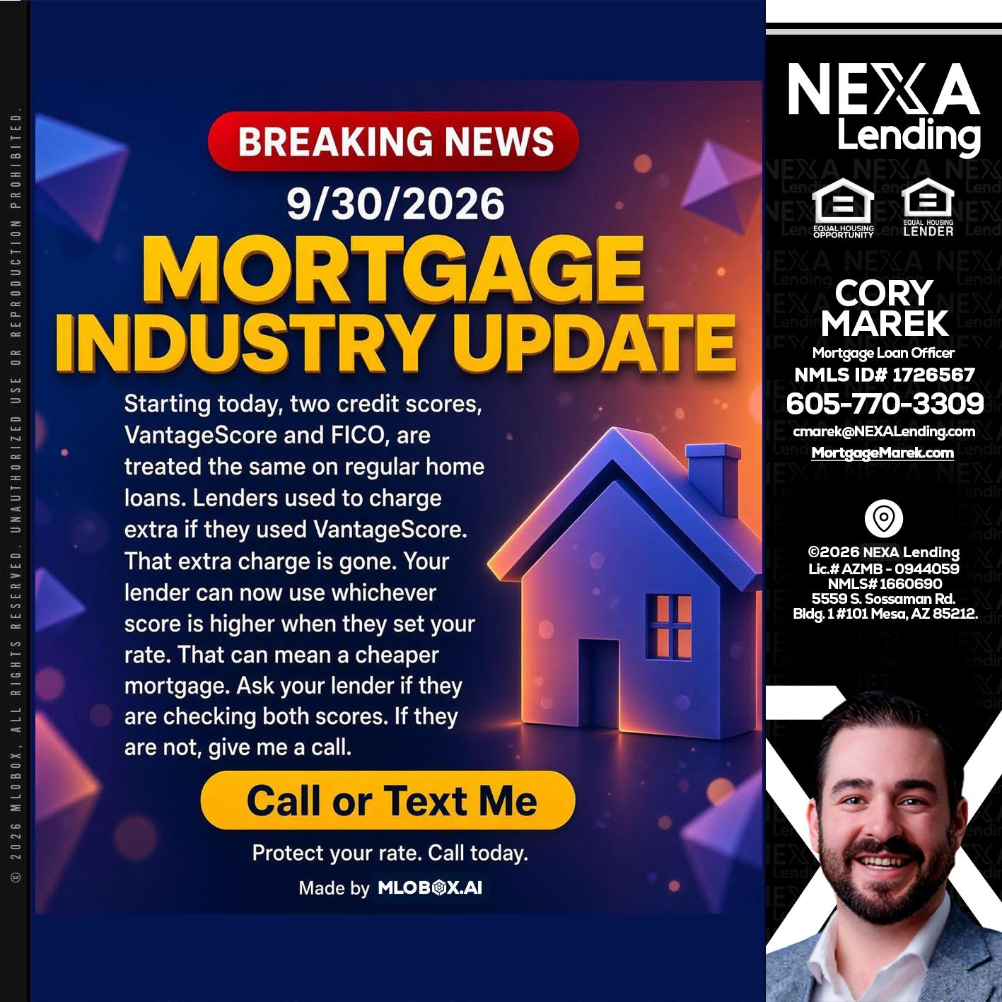 BREAKING NEWS - Cory Marek -Mortgage Loan Officer