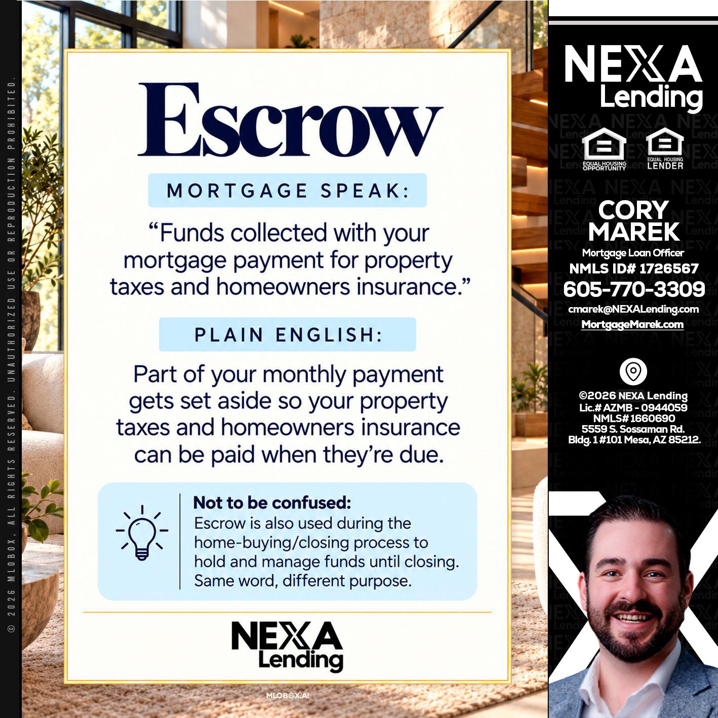 ESCROW - Cory Marek -Mortgage Loan Officer