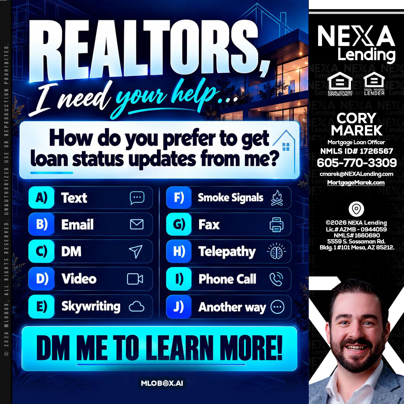 REALTORS - Cory Marek -Mortgage Loan Officer
