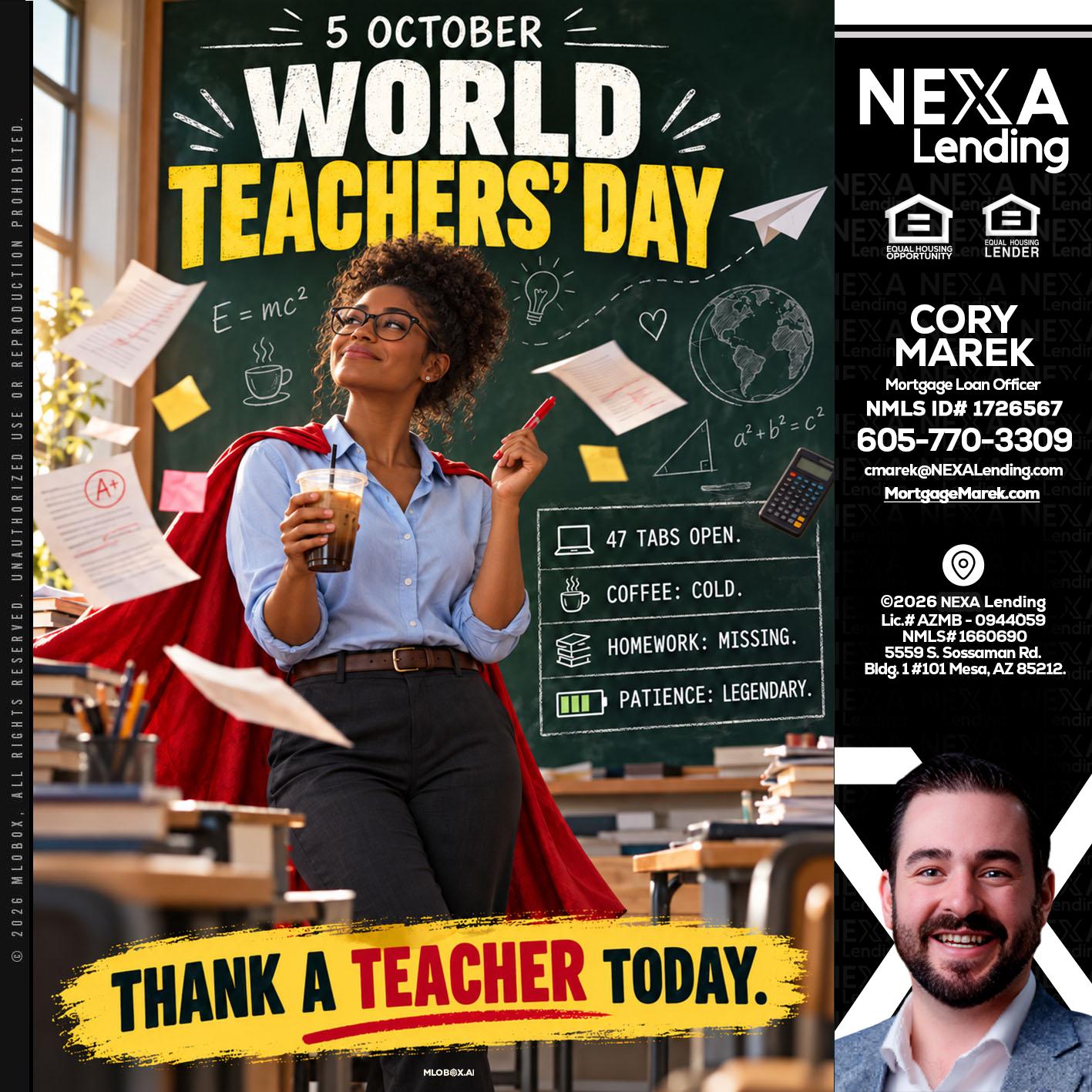 world teacher day - Cory Marek -Mortgage Loan Officer